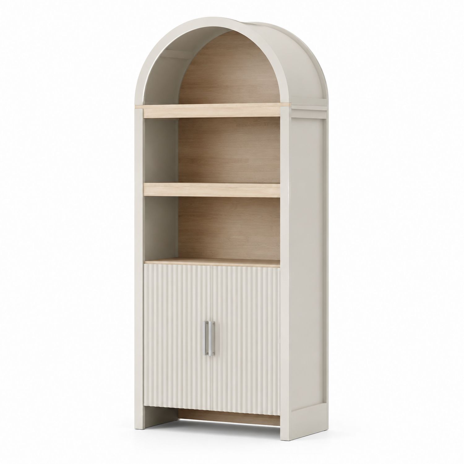 Étagère armoire voûtée en MDF Blanc et Bois clair-solvirekan