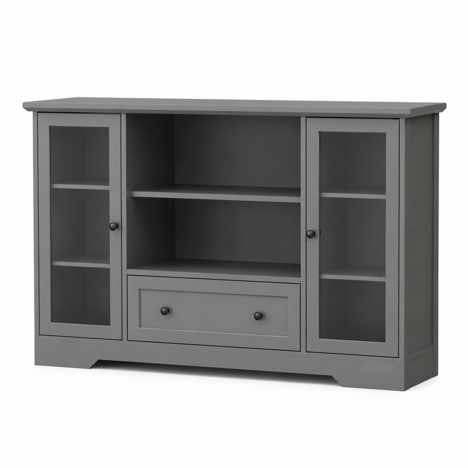 Buffet en MDF avec portes en verre trempé Gris-solvirekan