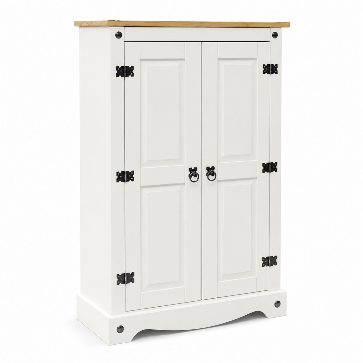 Armoire de rangement 2 portes en MDF blanc et chêne massif 120x80x40cm-solvirekan