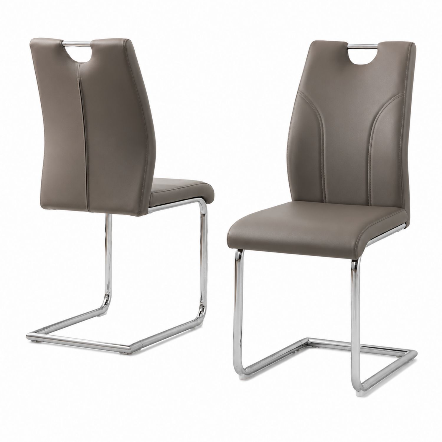 Set de 2 chaises en cuir synthétique Gris-solvirekan