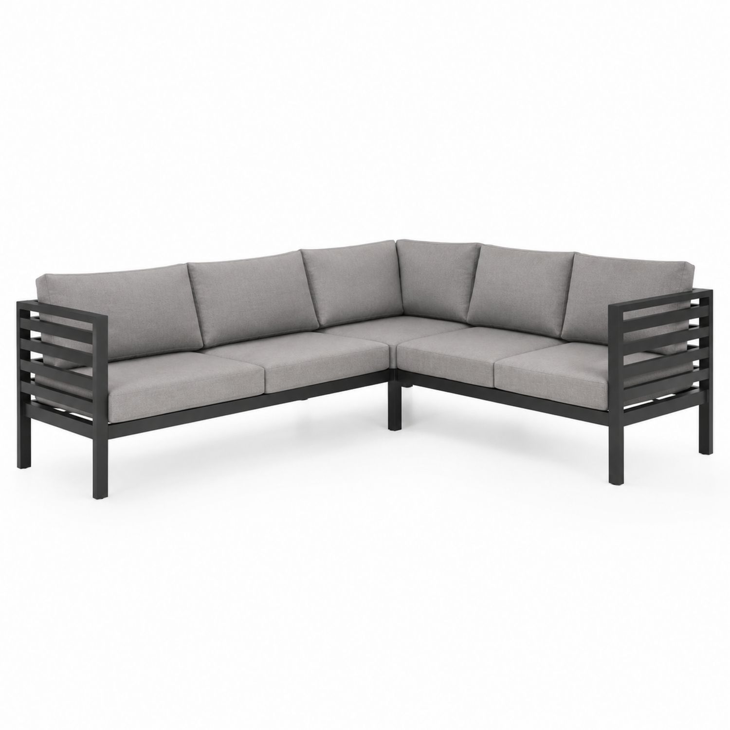 Canapé d'angle aluminium coussins en tissu gris 200x200x70 cm-solvirekan