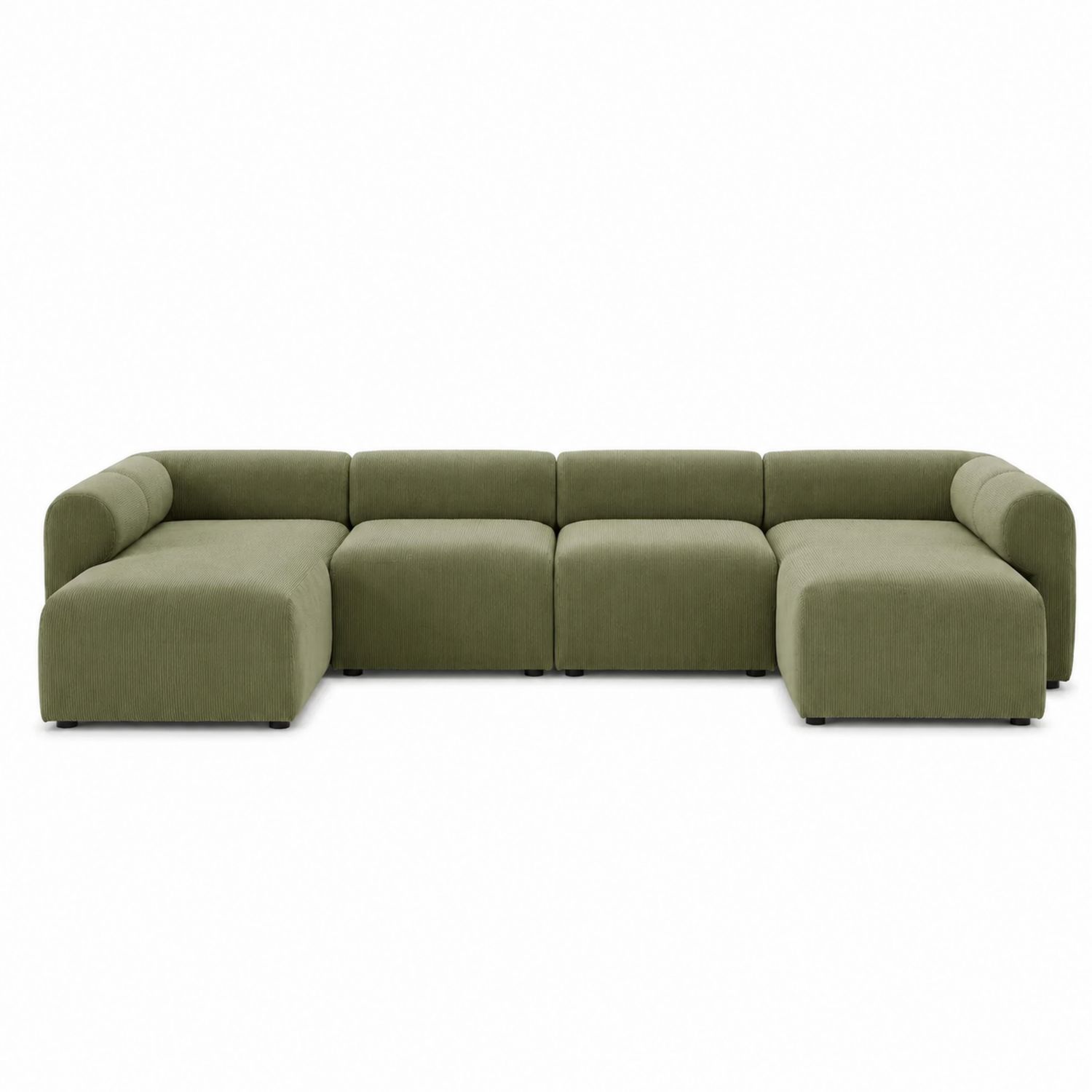 Canapé d'angle modulable en tissu vert-solvirekan