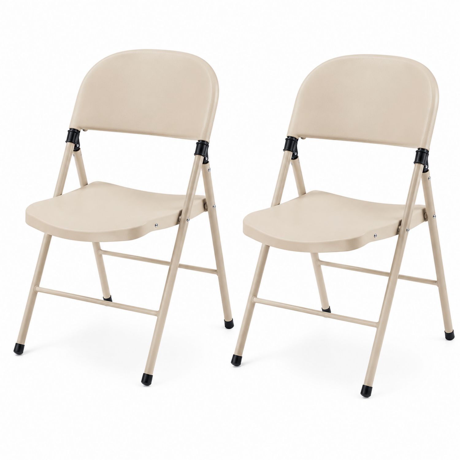 Lot de 2 chaises pliantes en polypropylène et acier Beige-solvirekan