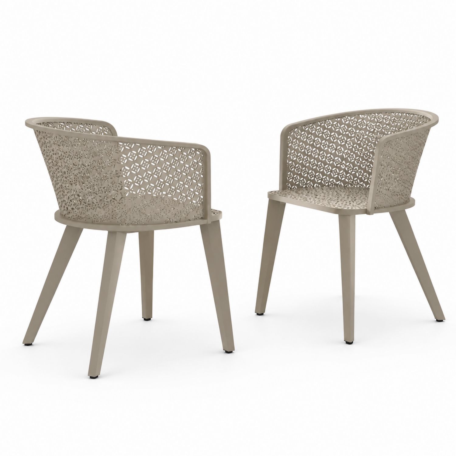 Lot de 2 chaises extérieures perforées en aluminium Beige-solvirekan