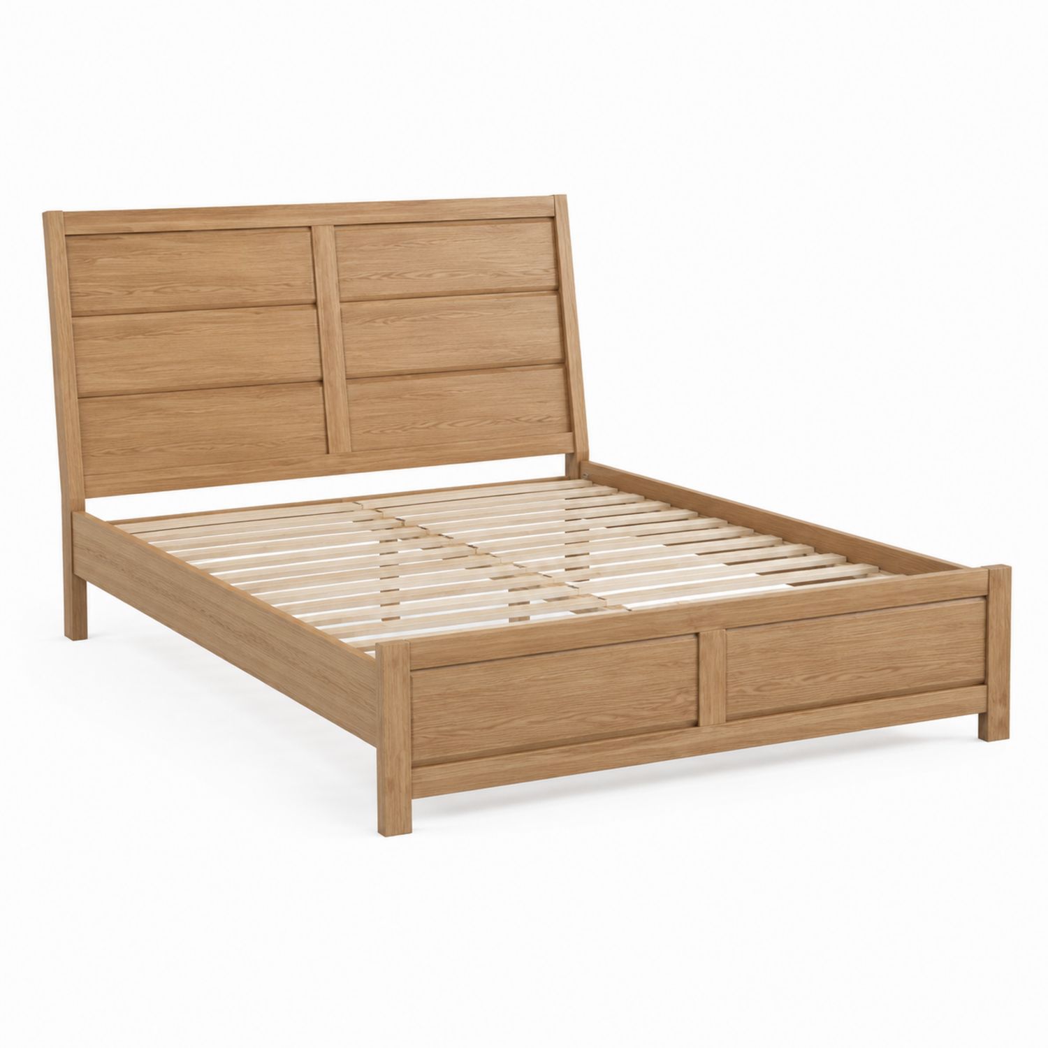 Lit double en bois de chêne 140x200 cm Naturel-solvirekan