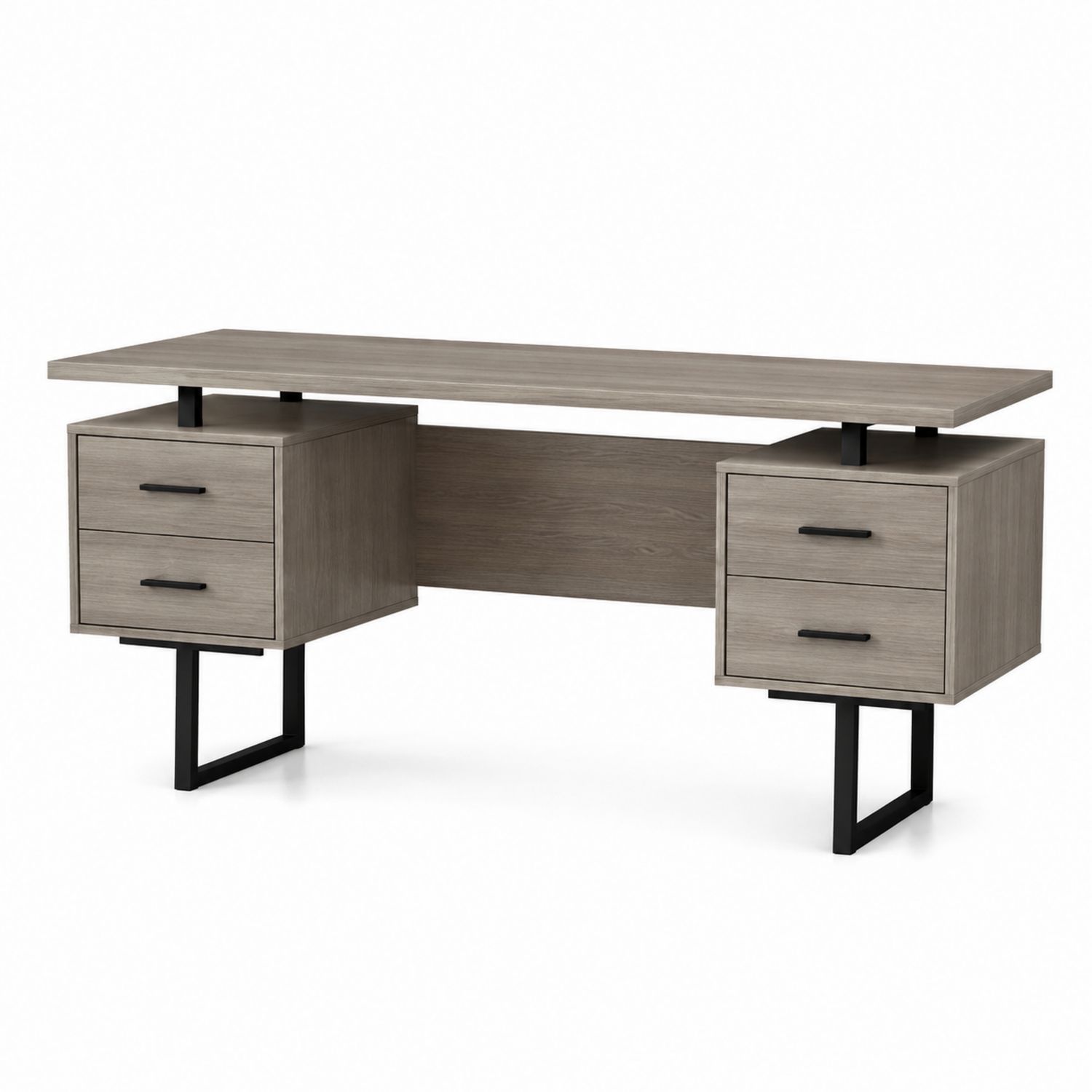 Bureau en bois avec tiroirs et pieds en métal-solvirekan