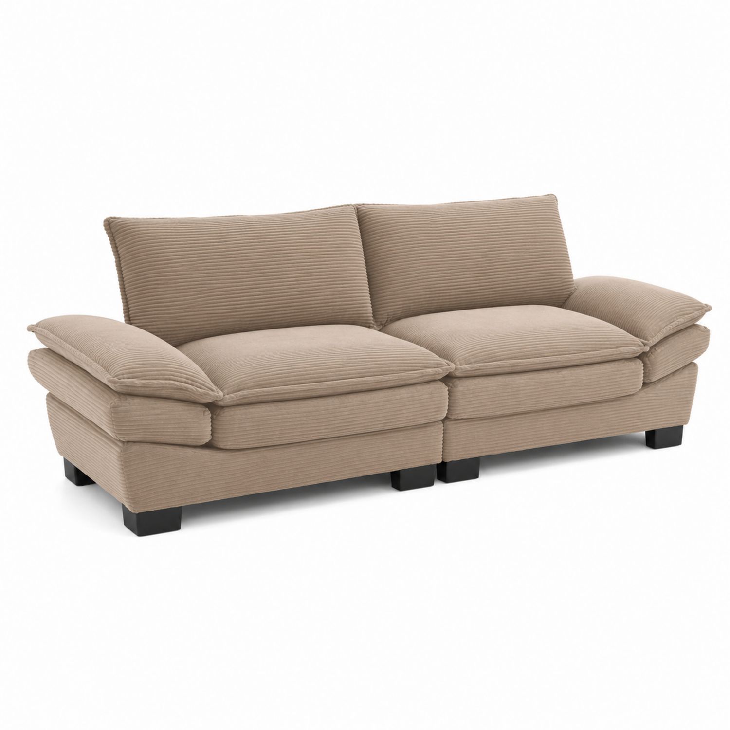 Canapé 2 places en tissu côtelé beige-solvirekan
