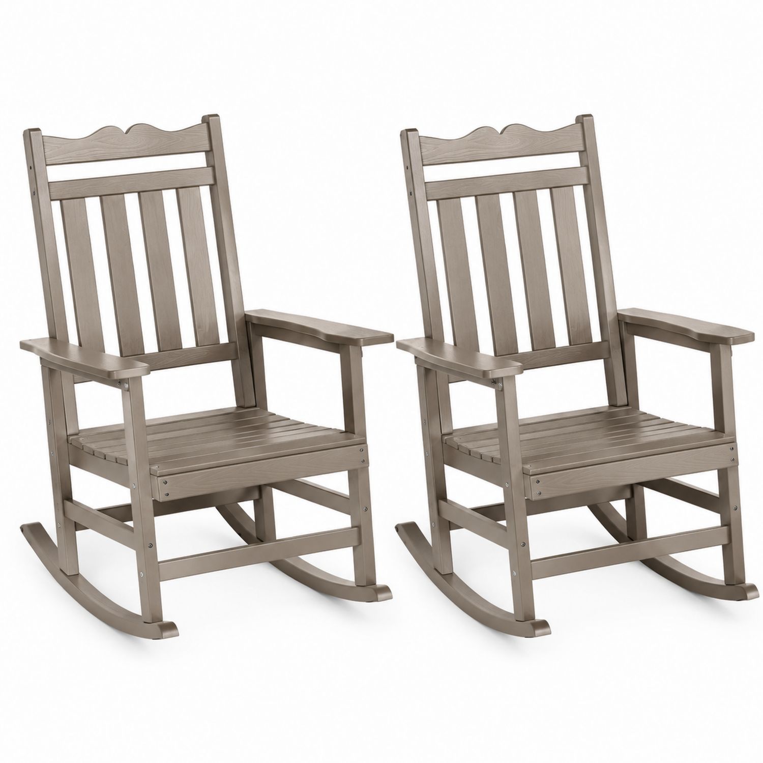 Lot de 2 chaises à bascule d'extérieur en bois-solvirekan