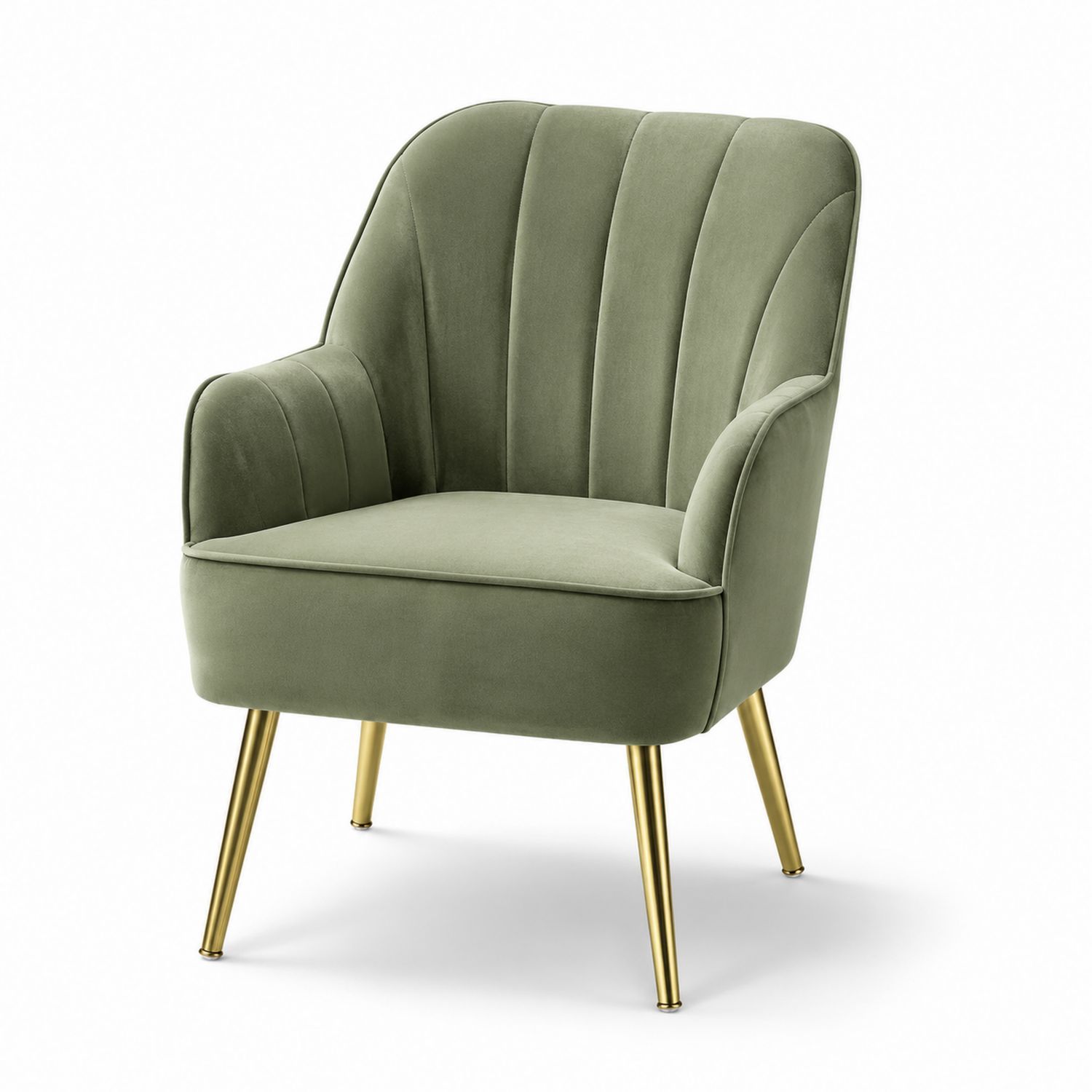 Fauteuil en velours avec pieds en métal doré-solvirekan