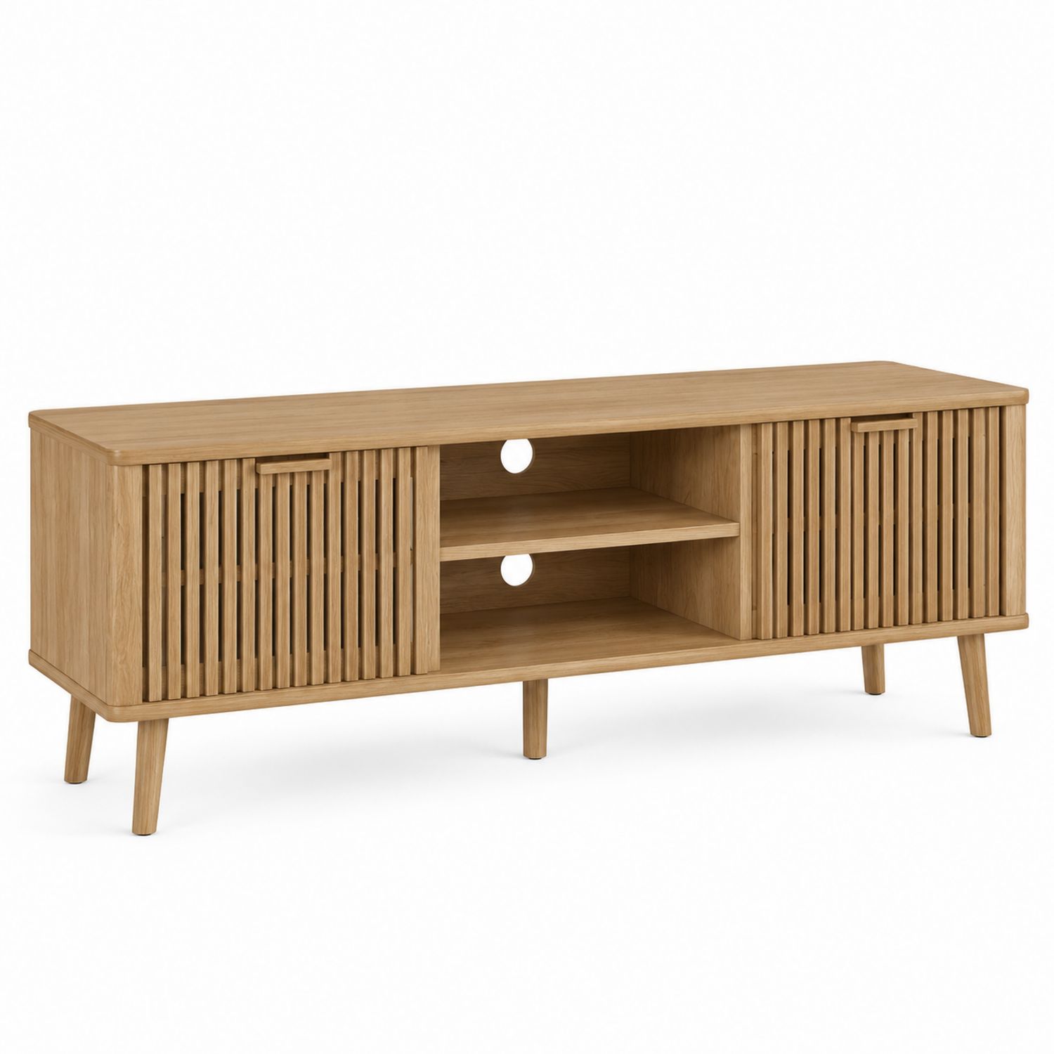 Meuble TV en bois avec portes coulissantes 150x40x50 cm-solvirekan