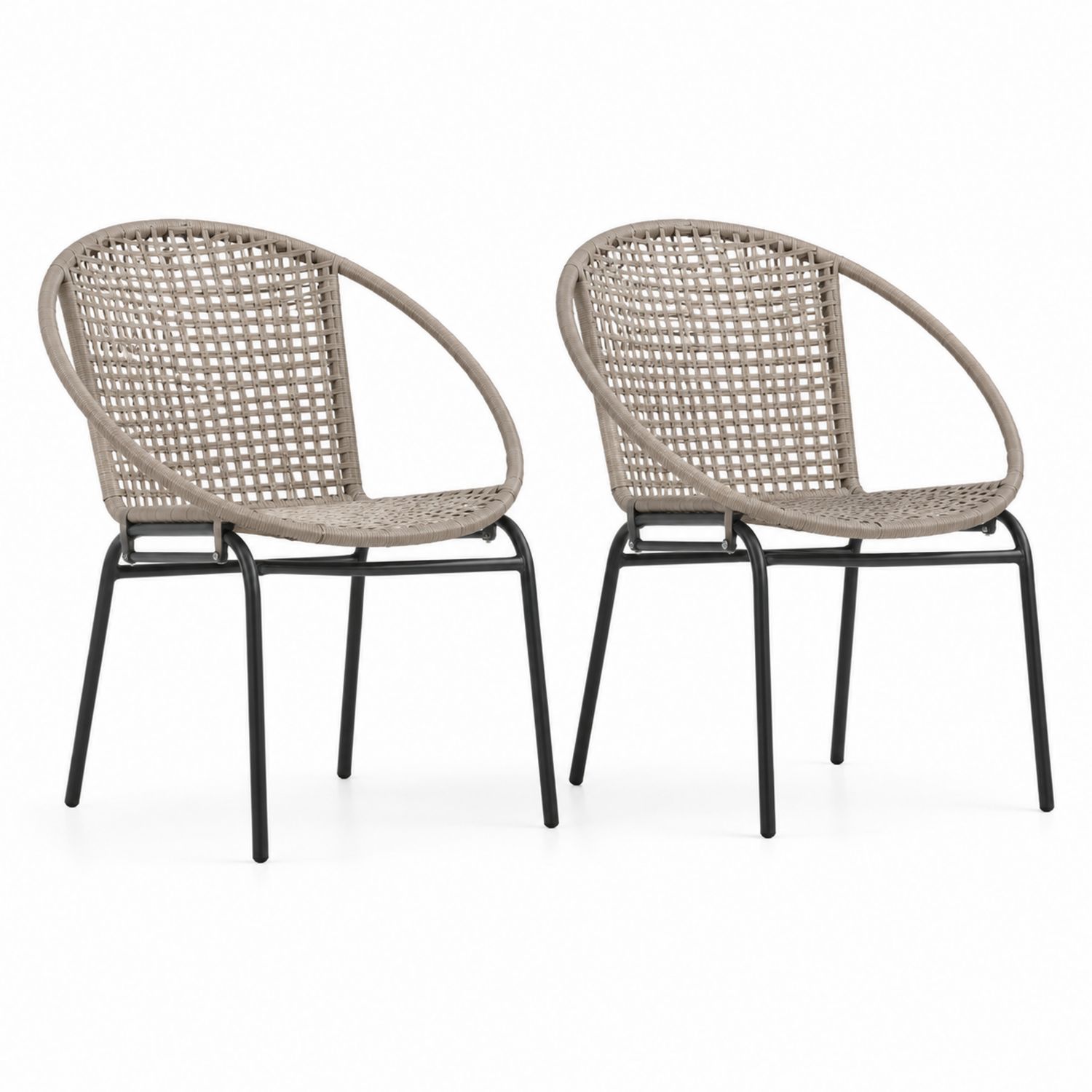 Lot de 2 chaises en résine tressée avec structure en acier-solvirekan