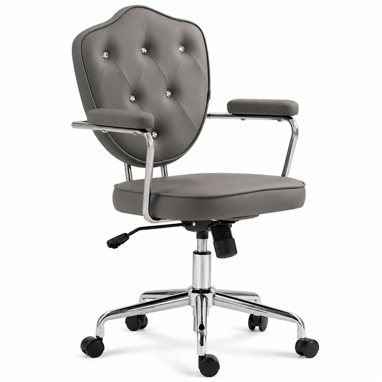 Chaise de bureau en métal et cuir synthétique gris-solvirekan
