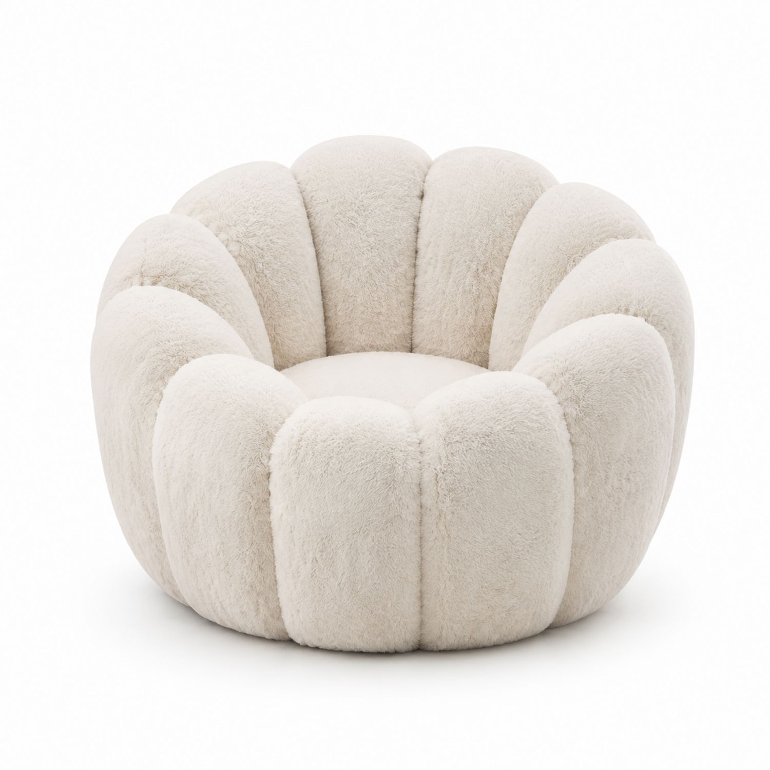 Fauteuil rond en polyester doux Crème-solvirekan