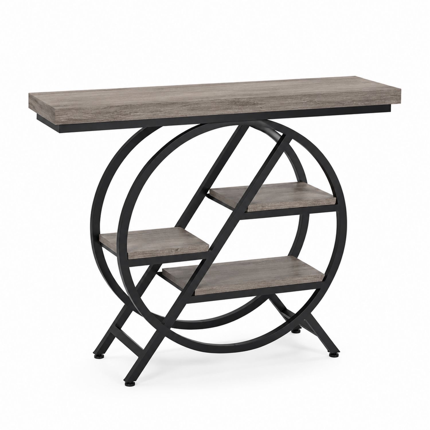 Console en métal et bois Gris/Noir-solvirekan