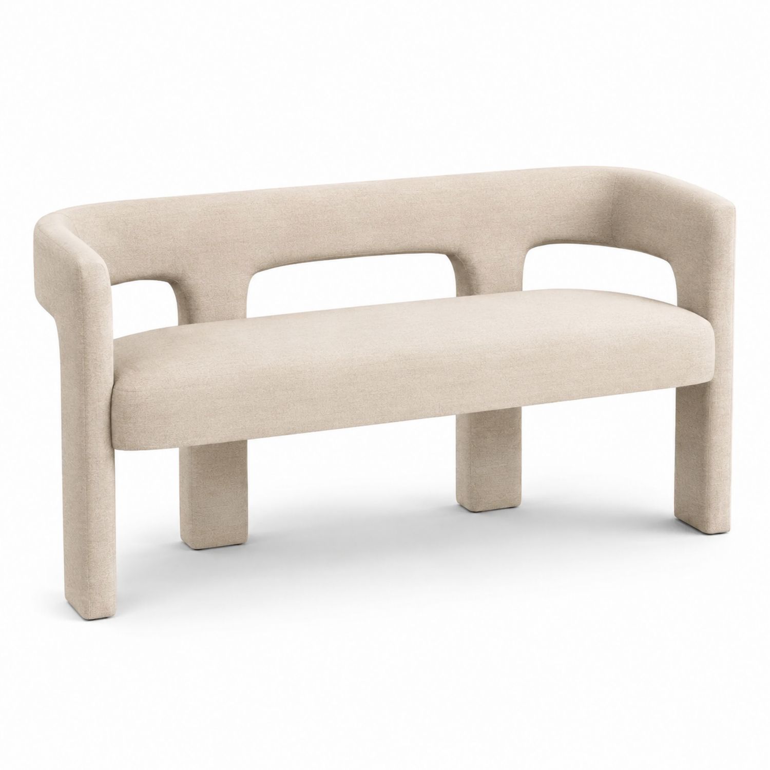 Banc en tissu polyester beige 140cm-solvirekan