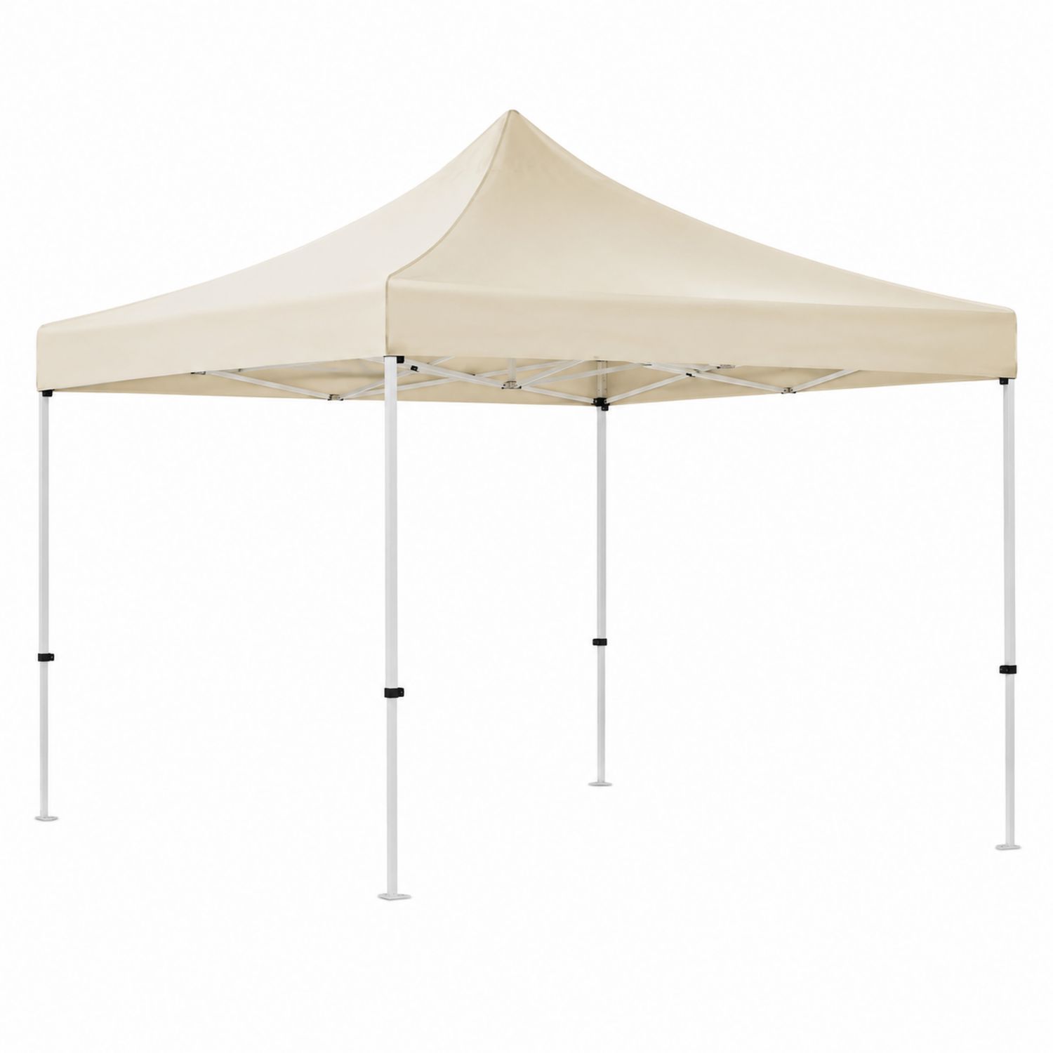 Tonnelle pliante 3x3m en métal avec toile en polyester Beige-solvirekan