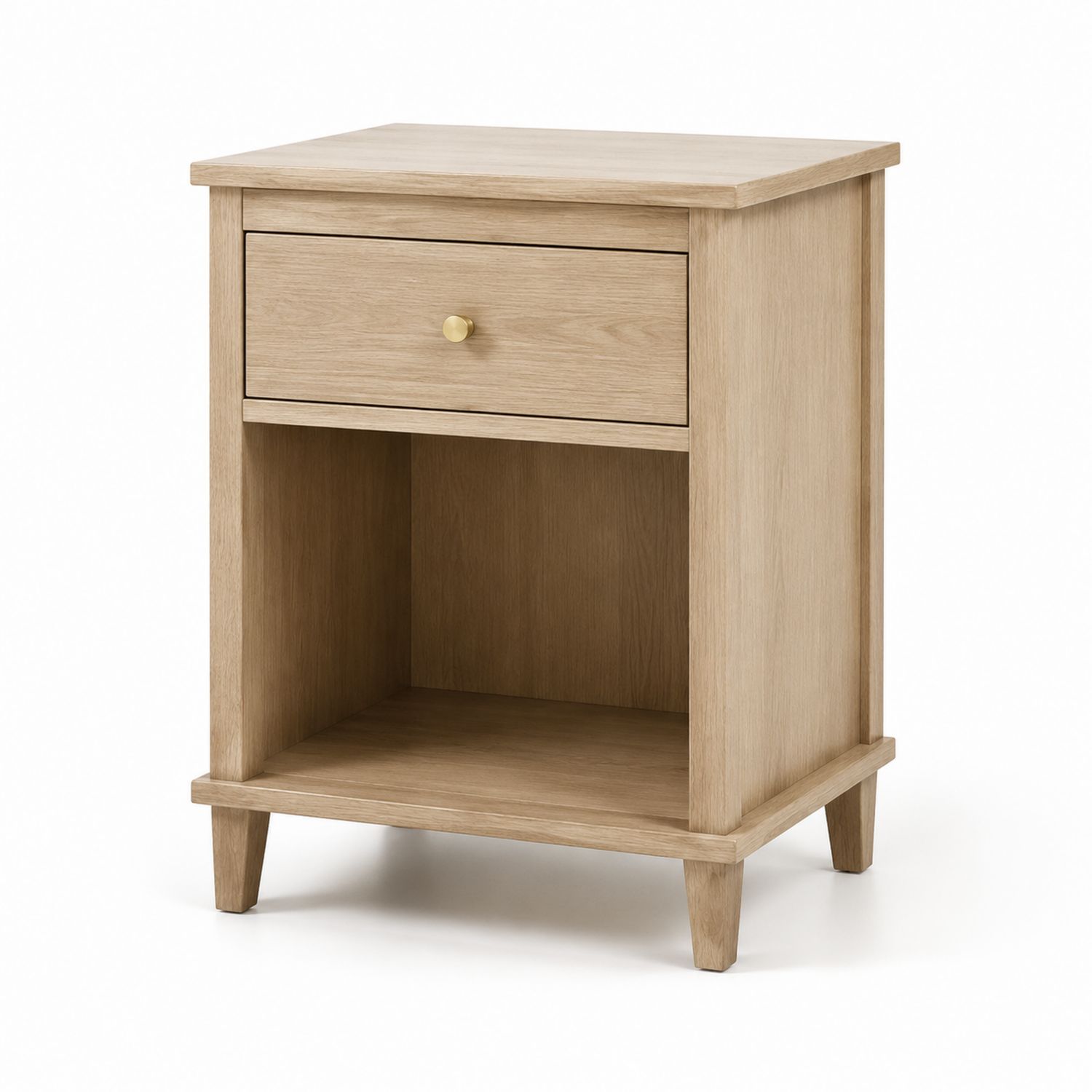 Table de chevet en bois avec tiroir en chêne clair-solvirekan