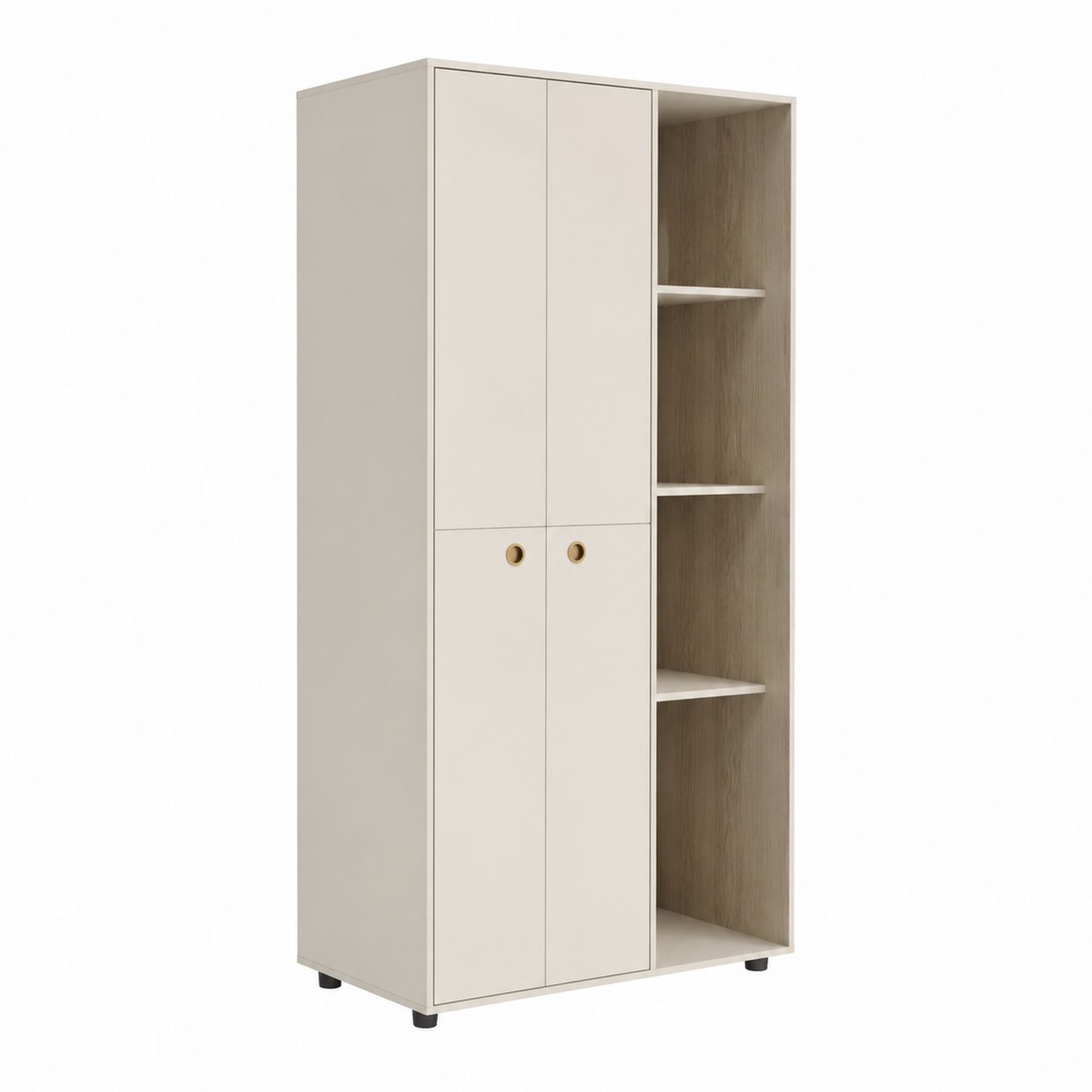 Armoire en bois avec portes et étagères Blanc/Chêne clair-solvirekan