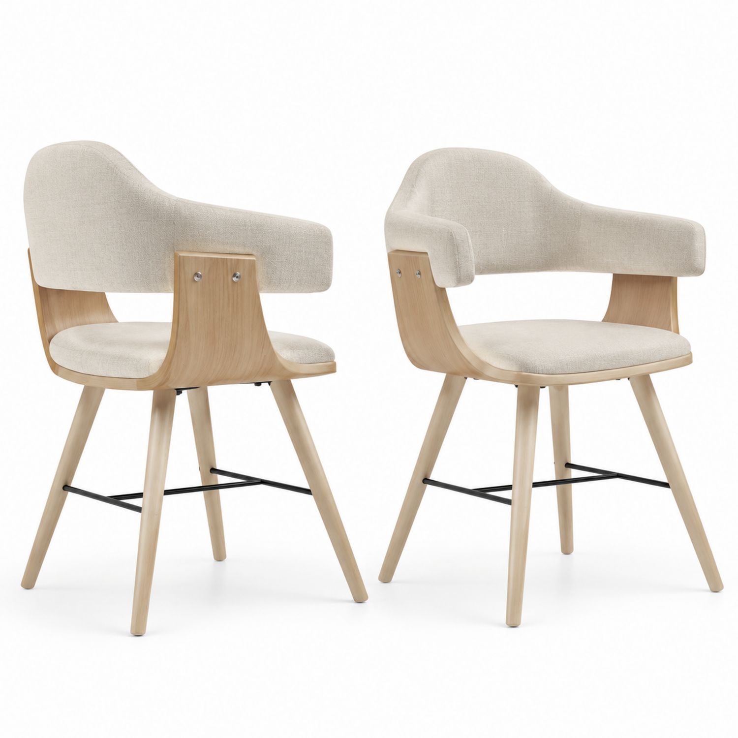 Lot de 2 chaises en tissu polyester beige avec structure en bois-solvirekan