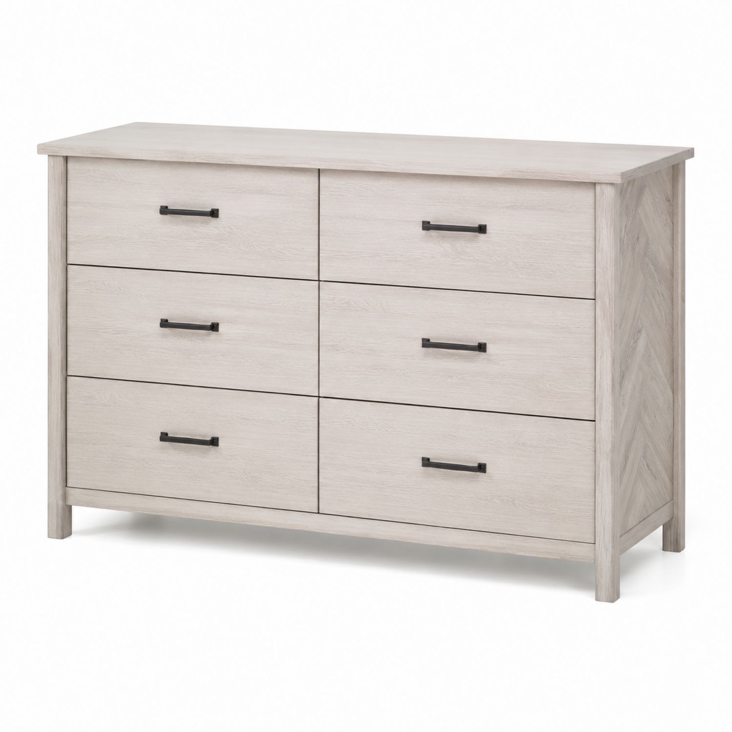 Commode 6 tiroirs en bois chêne blanchi-solvirekan
