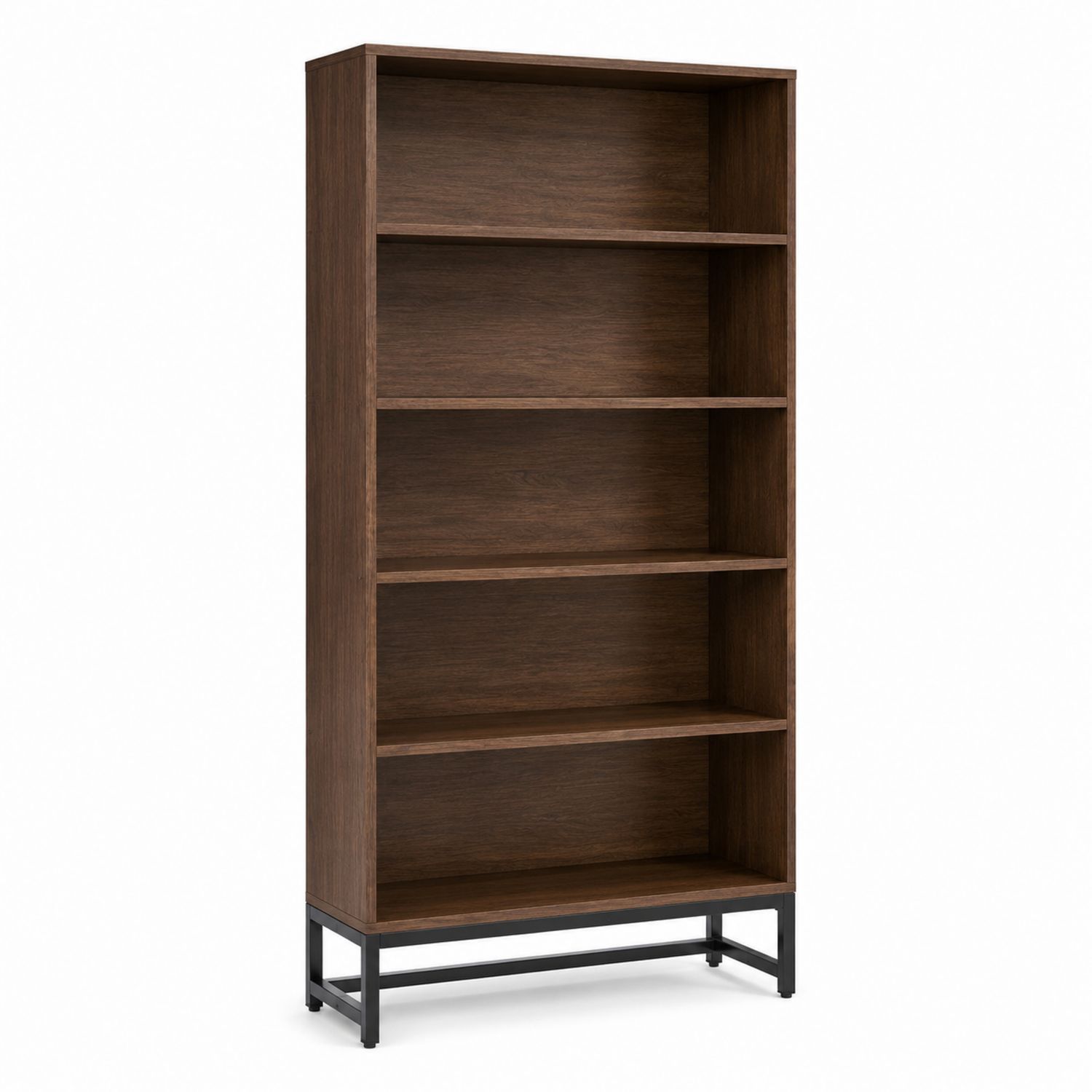 Bibliothèque en bois et métal 180x90x30 cm Marron-solvirekan