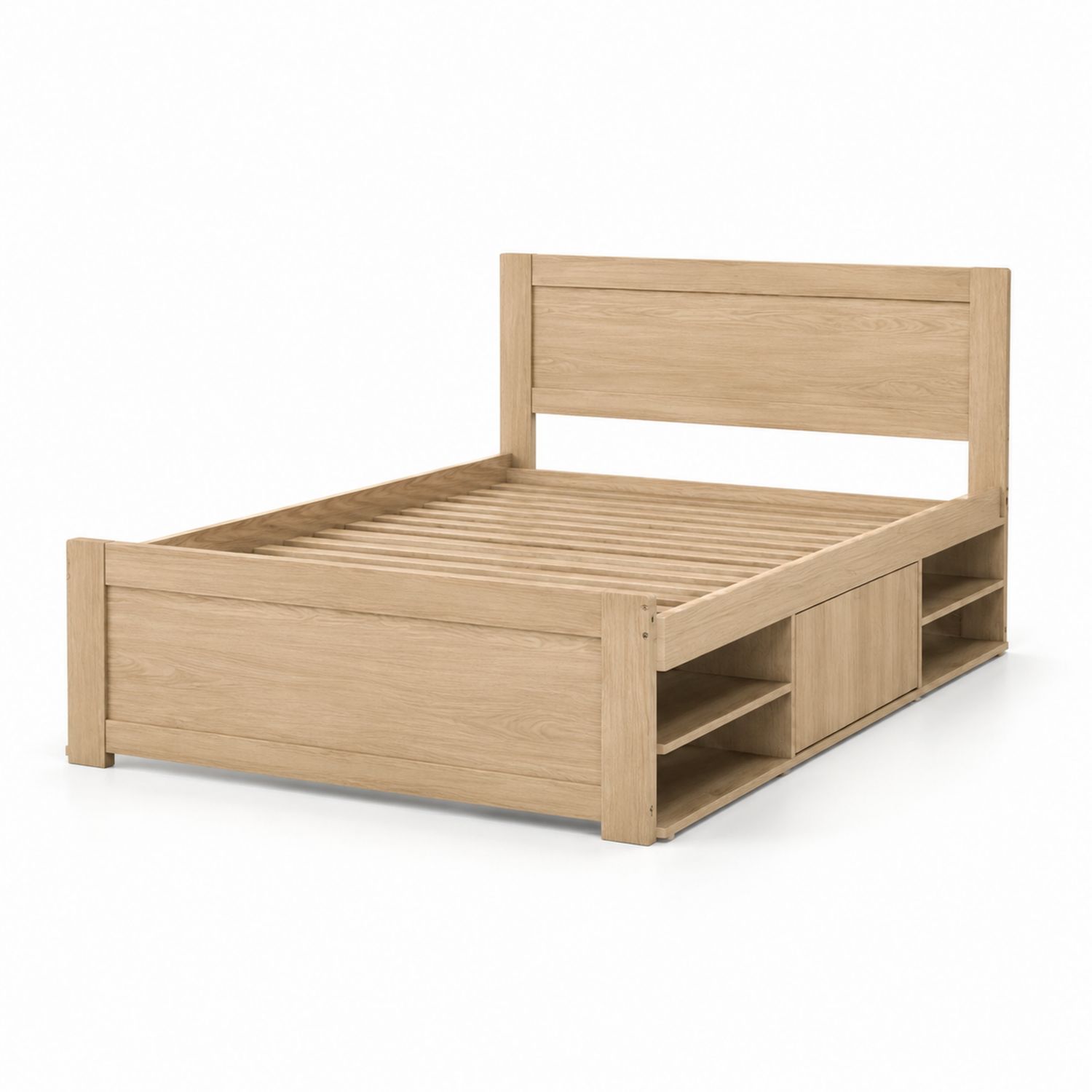 Lit double en bois avec rangement intégré 200x160 cm-solvirekan