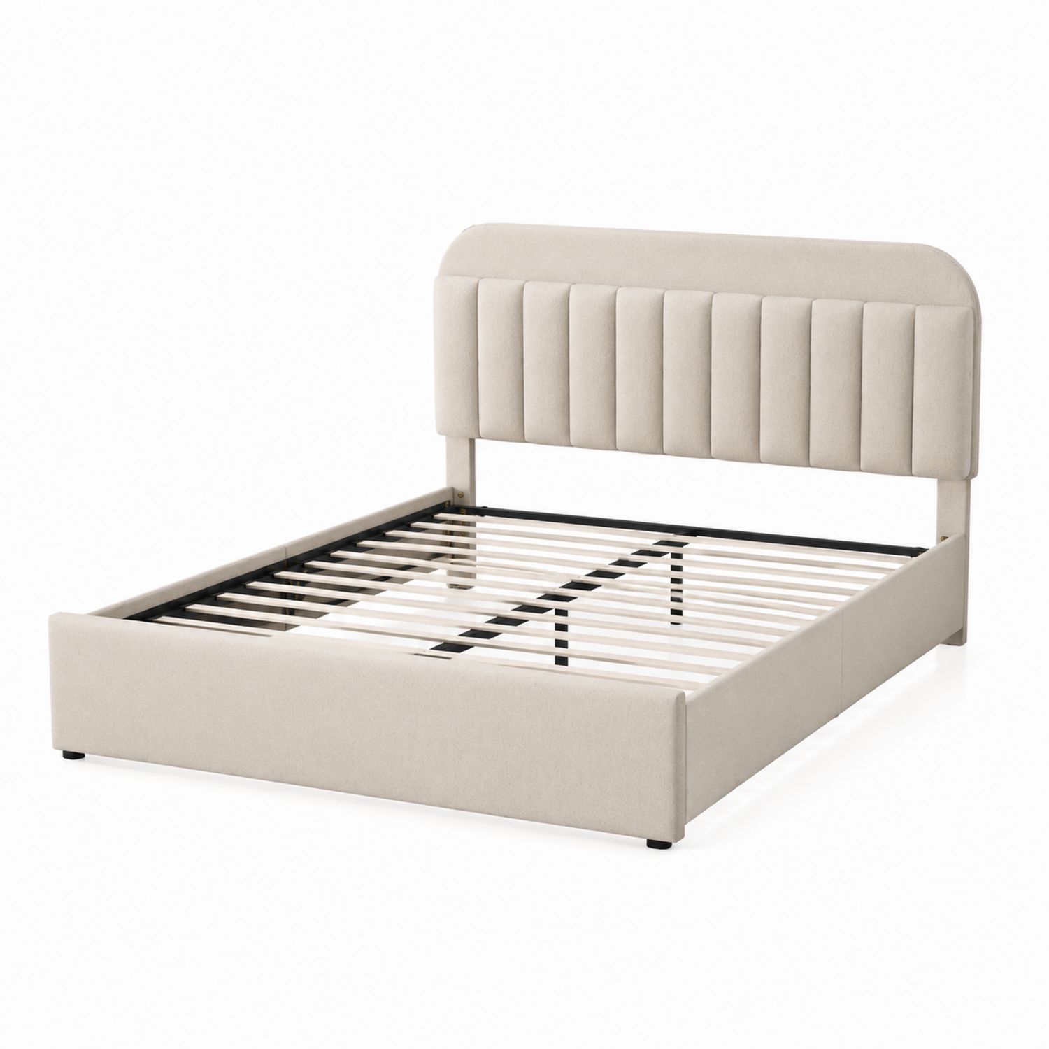 Lit plateforme en tissu beige 140x200 cm-solvirekan