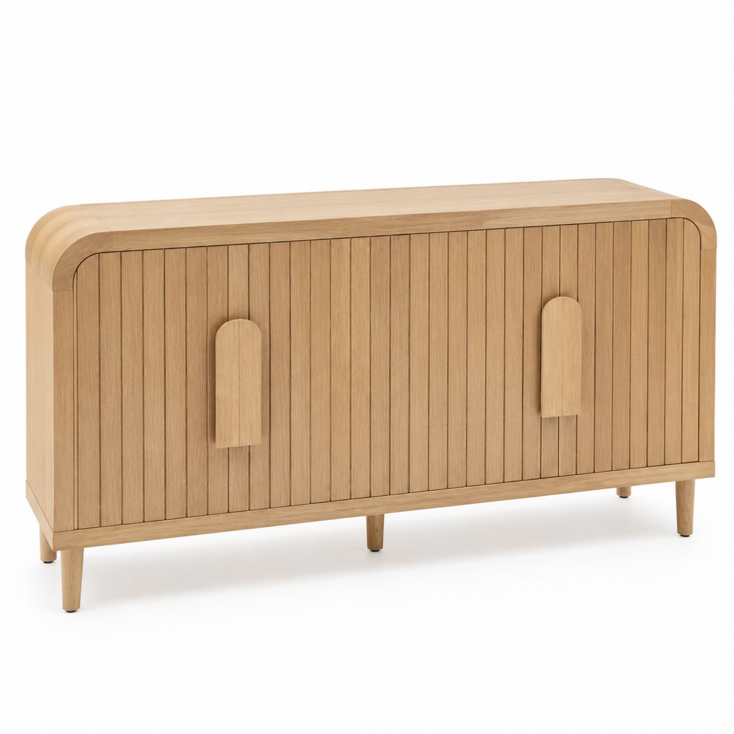 Buffet en bois chêne clair avec portes battantes 180 cm-solvirekan