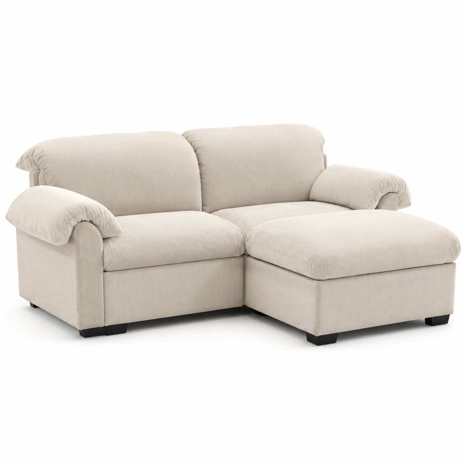 Canapé d'angle modulable en velours côtelé beige 3 places-solvirekan