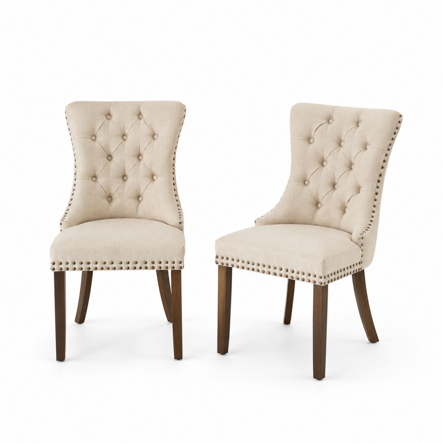 Lot de 2 chaises en lin avec cadre en bois-solvirekan