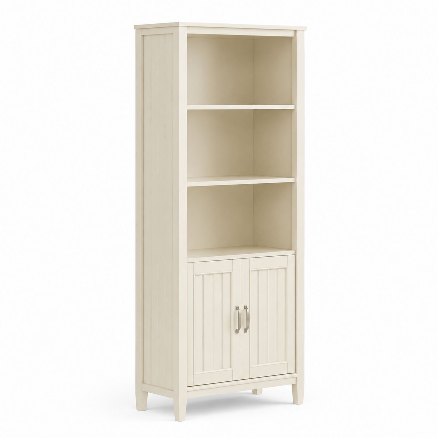 Bibliothèque haute en bois avec étagères et portes 190x80x30 cm Beige-solvirekan
