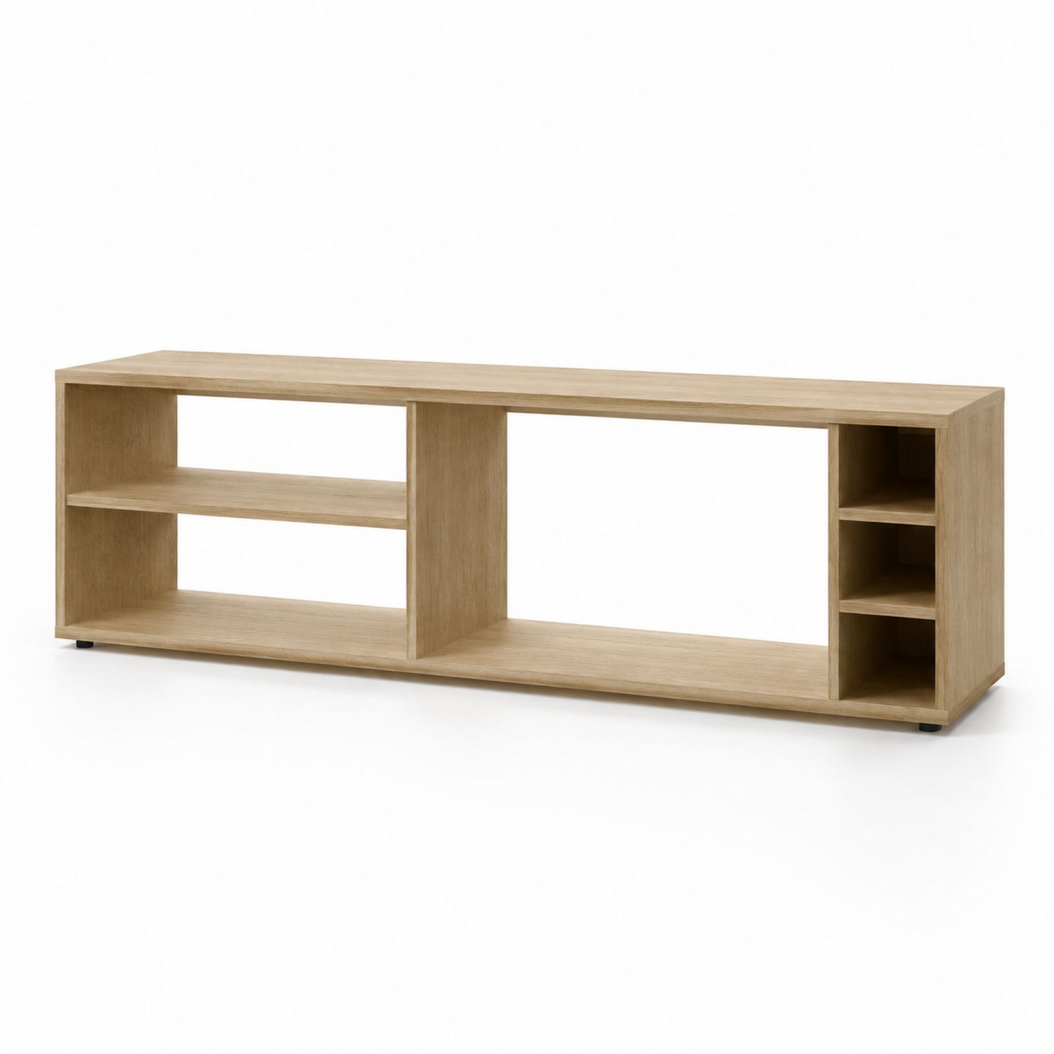 Meuble TV en bois clair avec étagères 180x40x40 cm-solvirekan