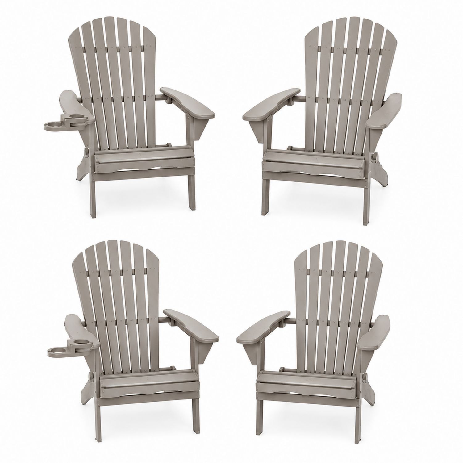 Lot de 4 chaises Adirondack en plastique gris-solvirekan