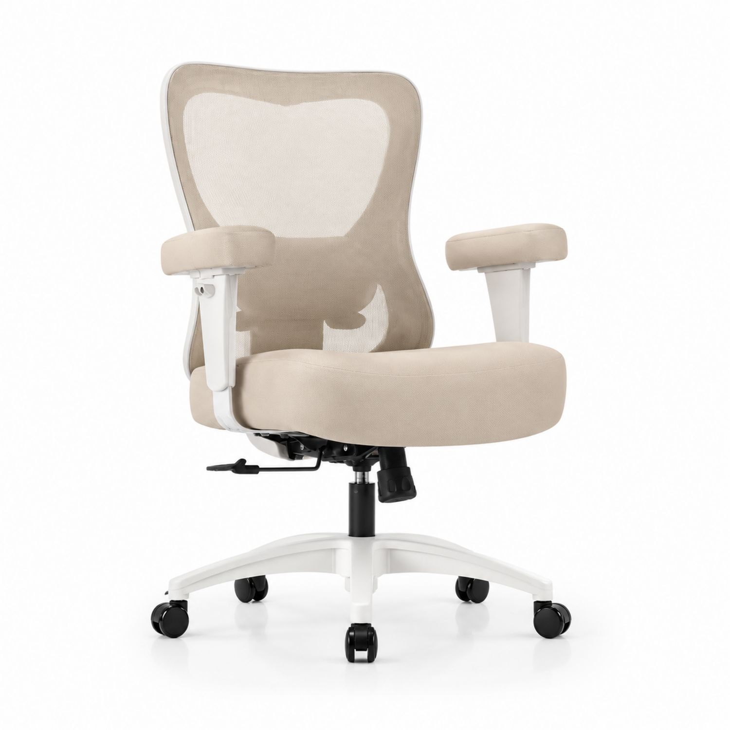 Chaise de bureau ergonomique en tissu maille beige-solvirekan