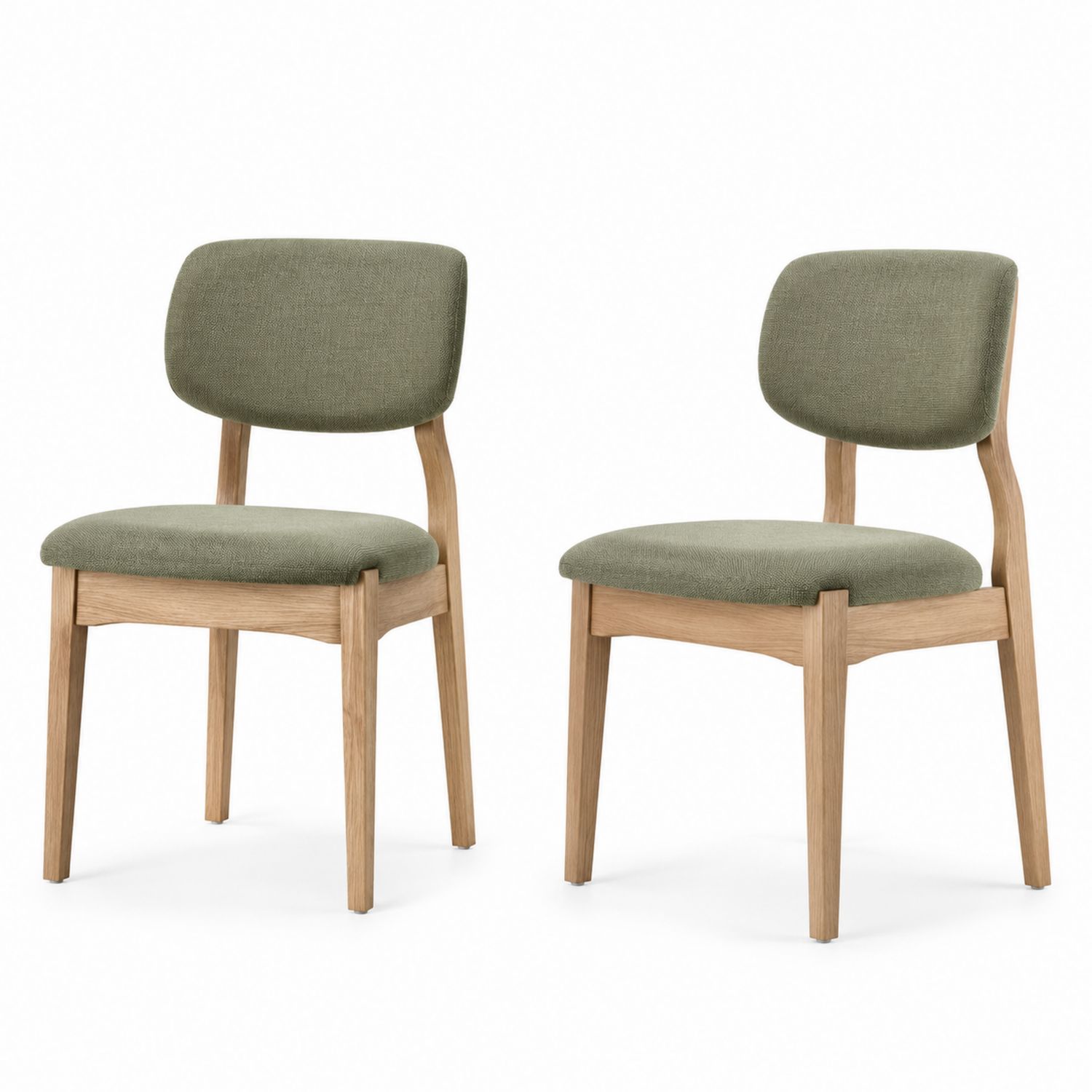 Lot de 2 chaises en bois de chêne et tissu vert-solvirekan