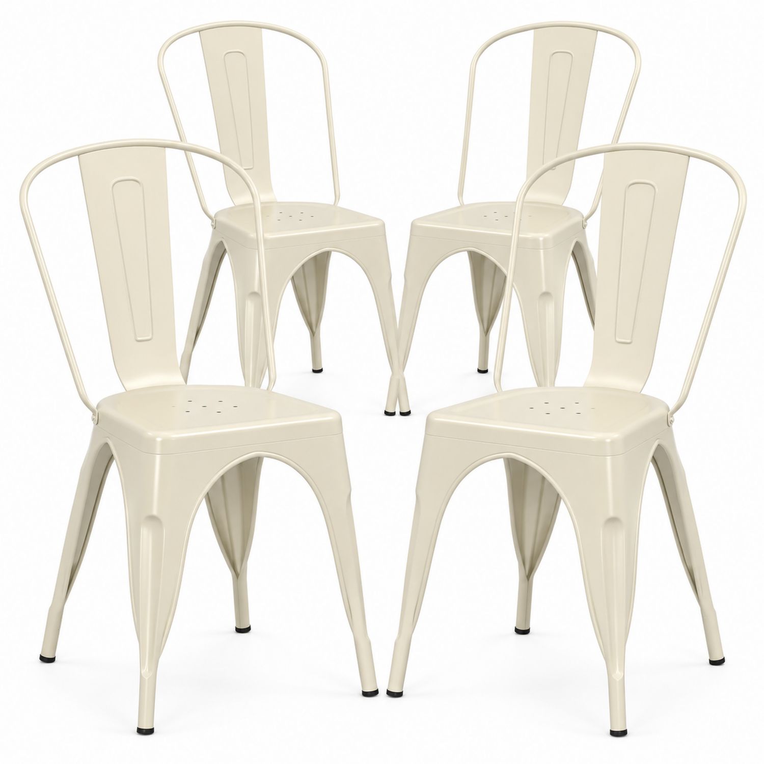 Ensemble de 4 chaises en métal Beige-solvirekan