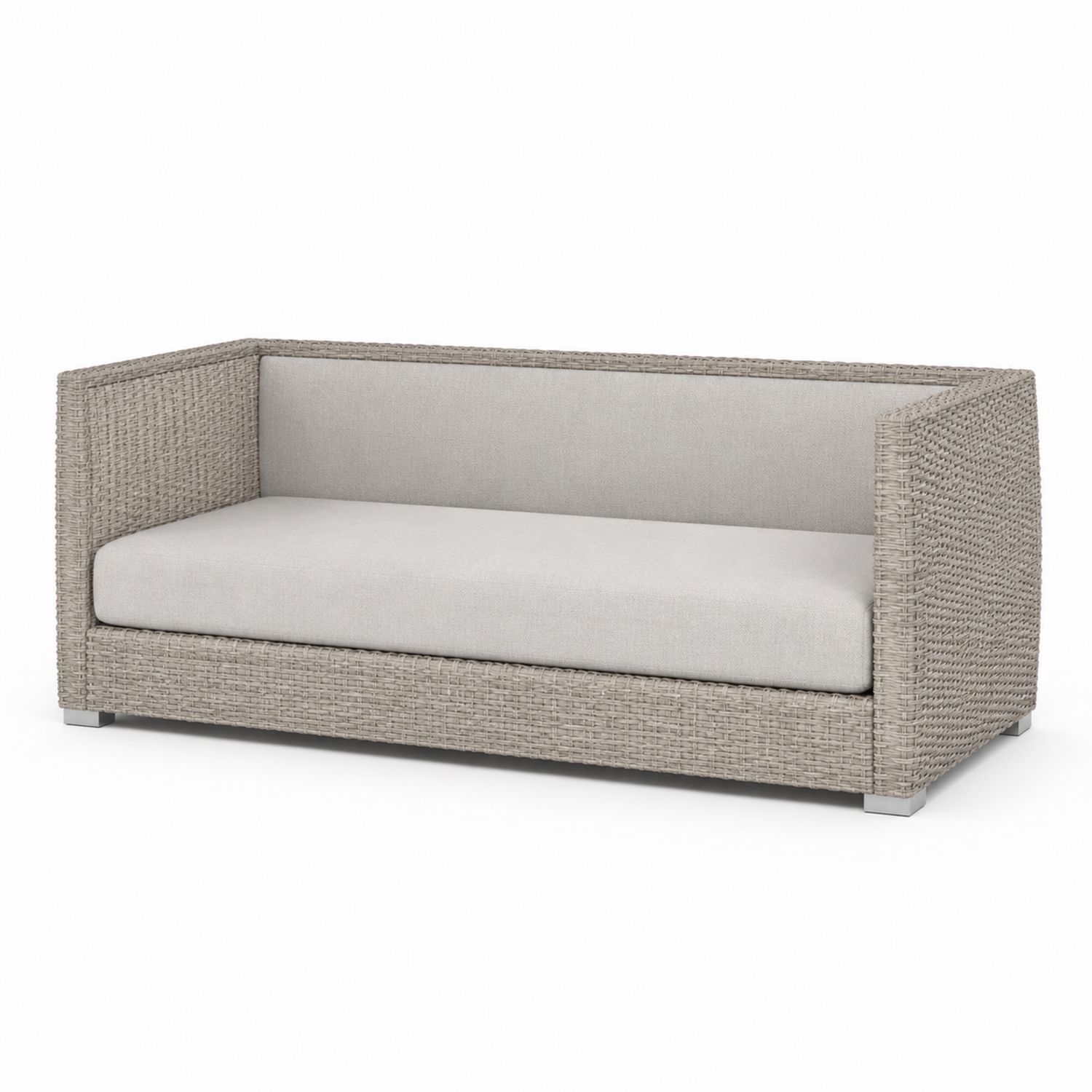 Canapé d'extérieur en résine tressée avec coussins en tissu gris-solvirekan