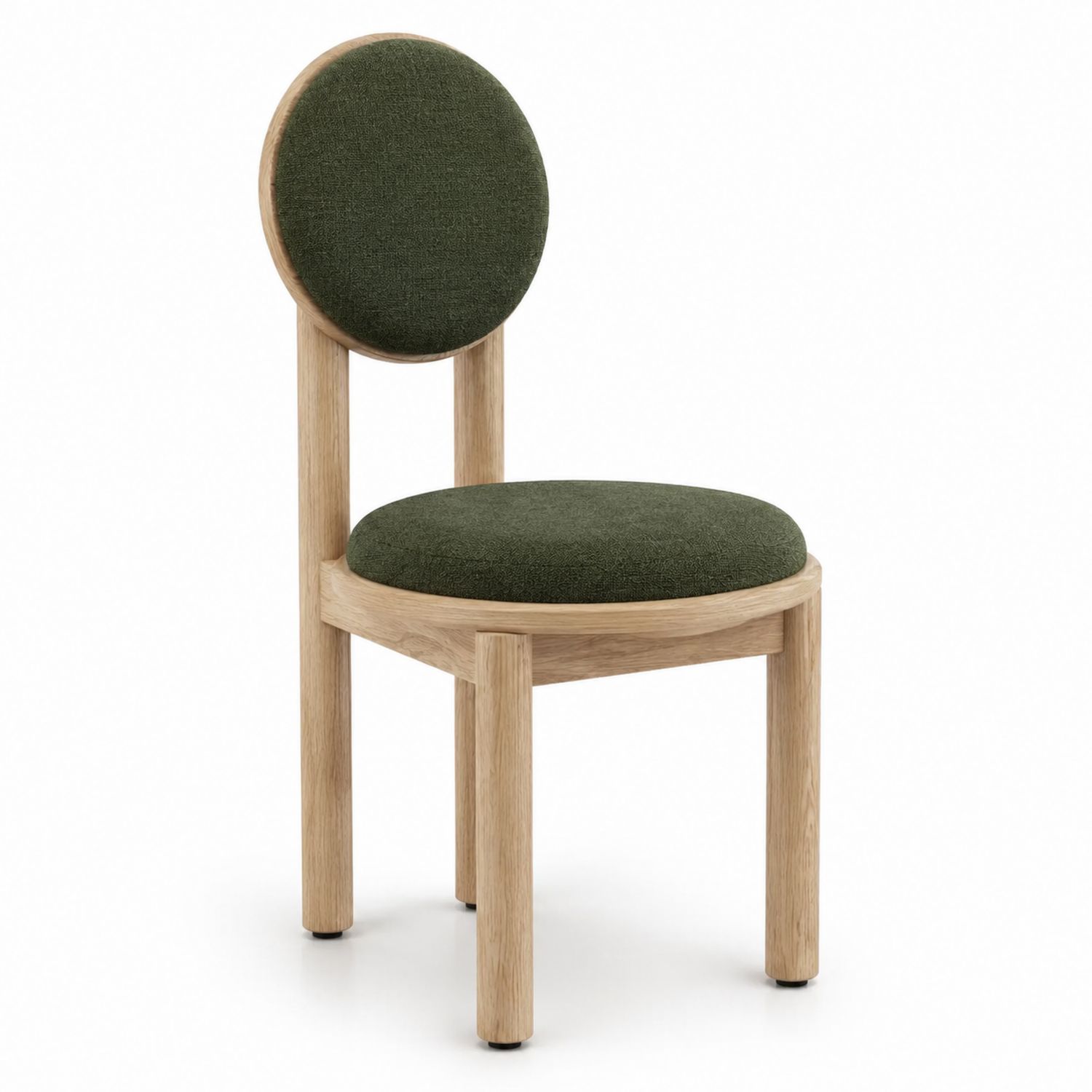 Chaise en bois avec siège et dossier en tissu vert-solvirekan