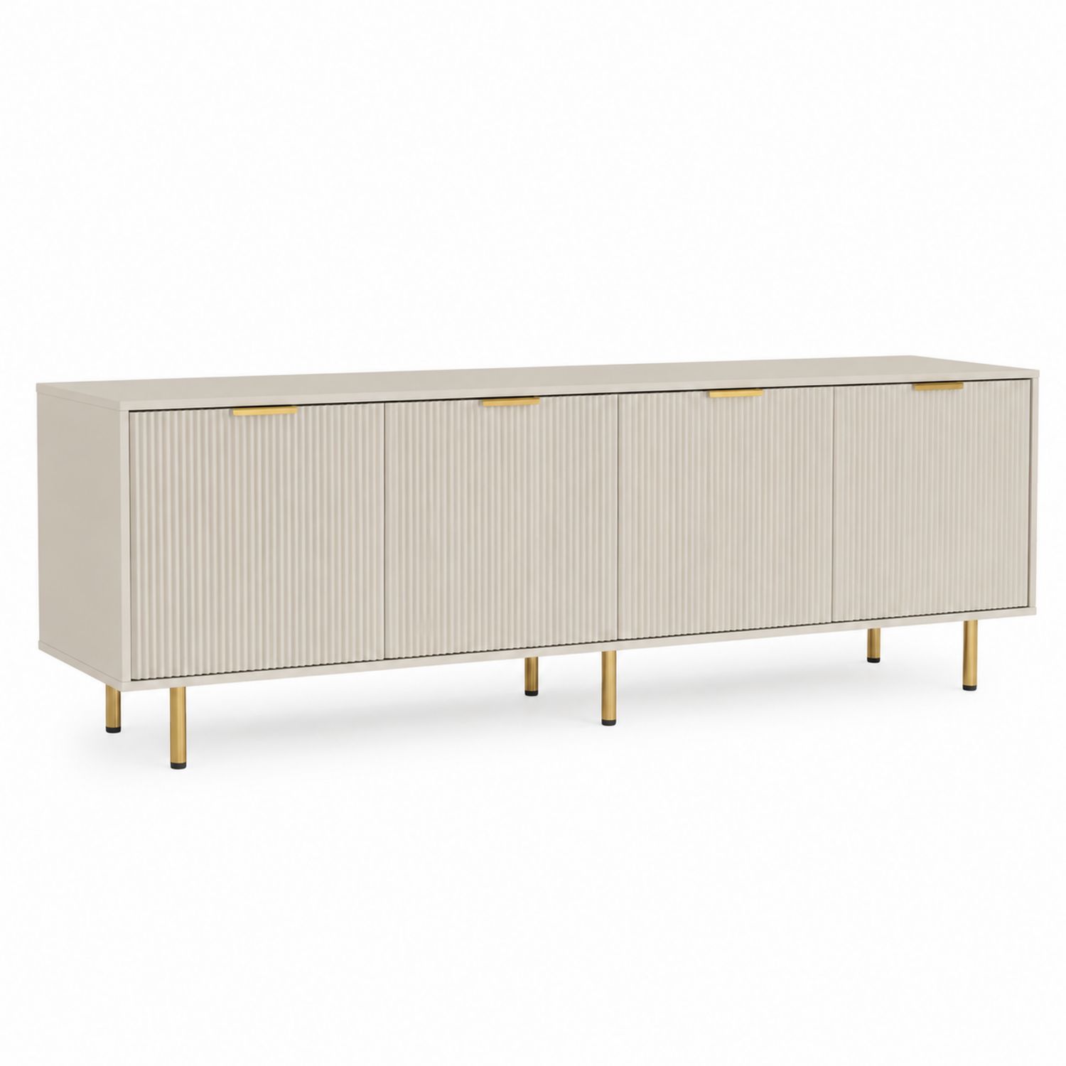Meuble TV en Bois MDF Beige avec Pieds Métal Doré 200x40x70 cm-solvirekan