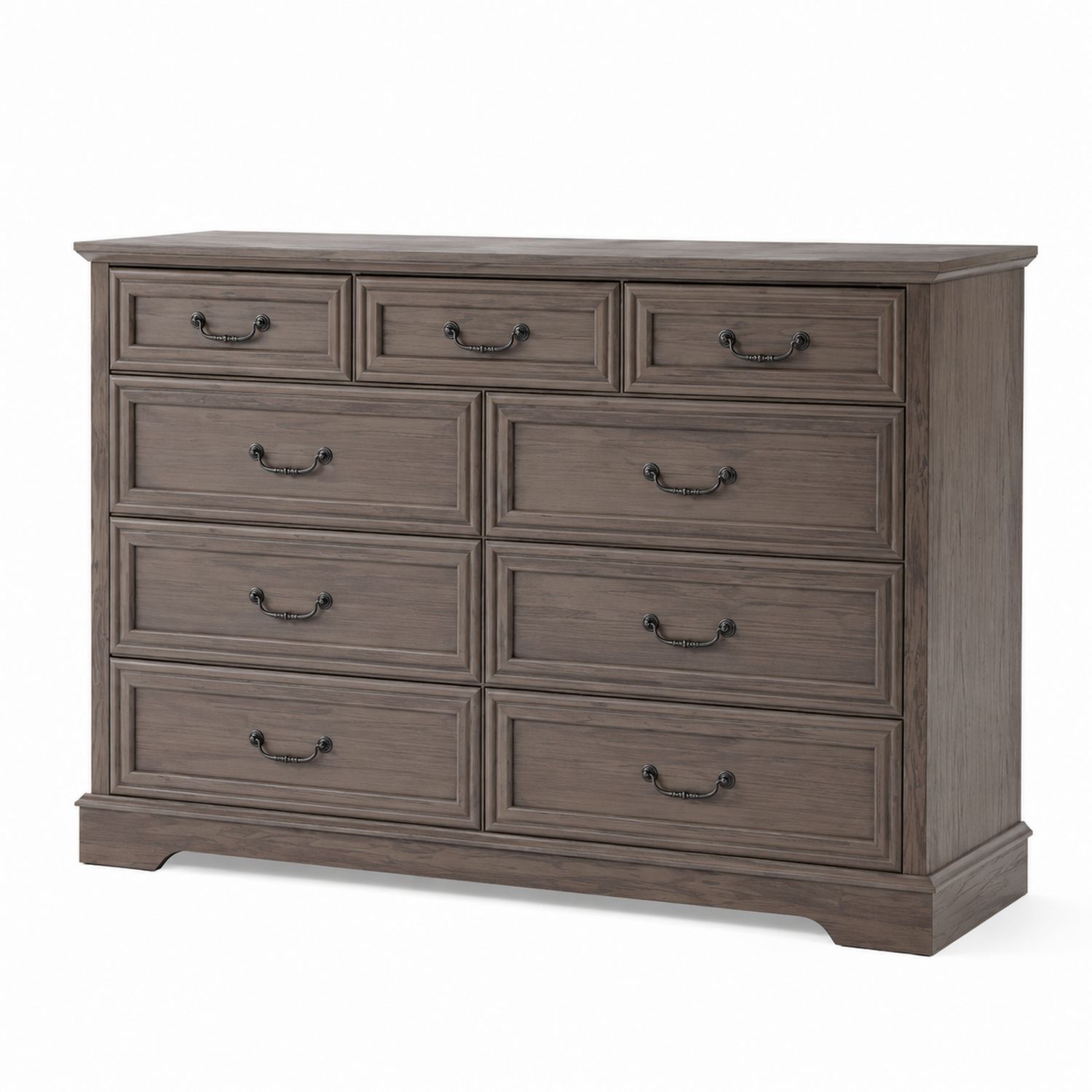 Commode en bois massif 8 tiroirs Gris-solvirekan