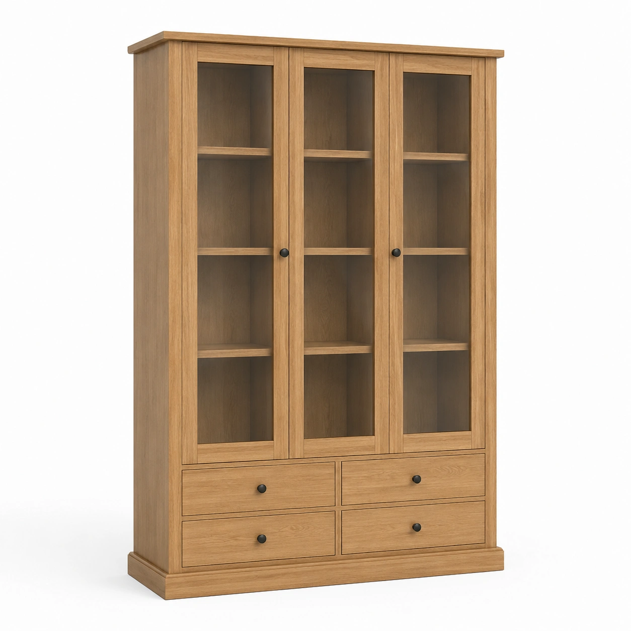 Vitrina con puertas de vidrio y cajones-AnvoraLiving