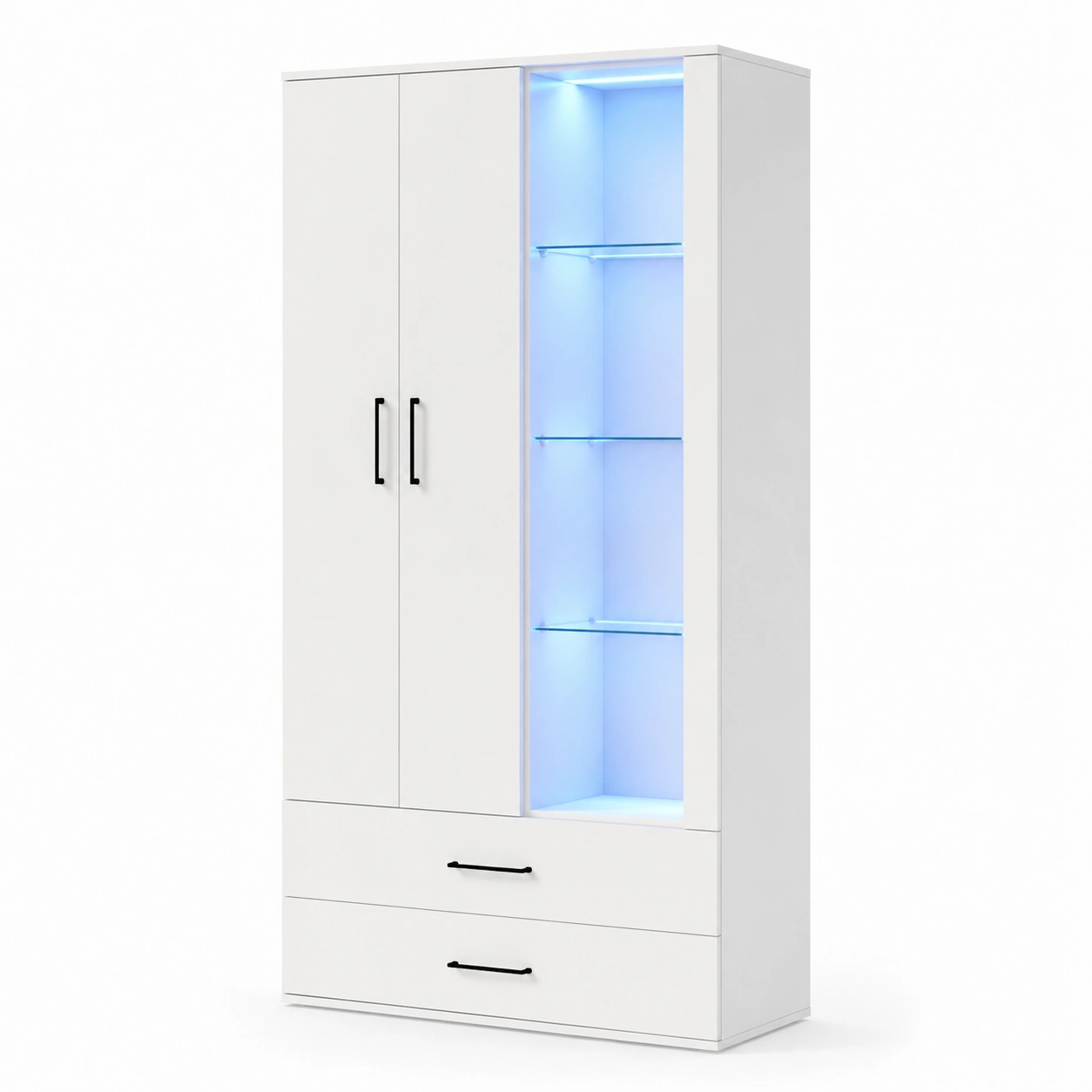 Vitrina moderna con cajones y luz LED-AnvoraLiving