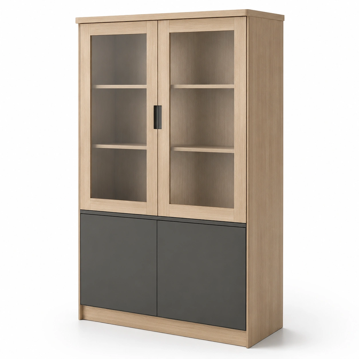 Vitrina de almacenamiento con puertas de vidrio-AnvoraLiving