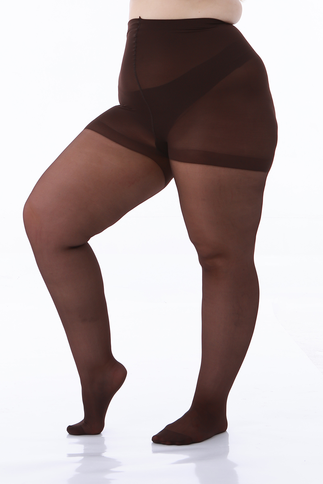  Women's  20D Plus Size Sheer Tights  Control top Pantyhose With Reinforced Toes