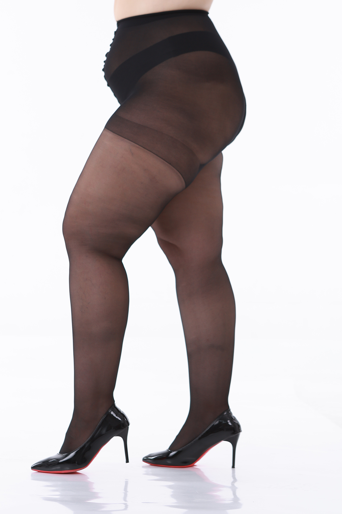  Women's  20D Plus Size Sheer Tights  Control top Pantyhose With Reinforced Toes