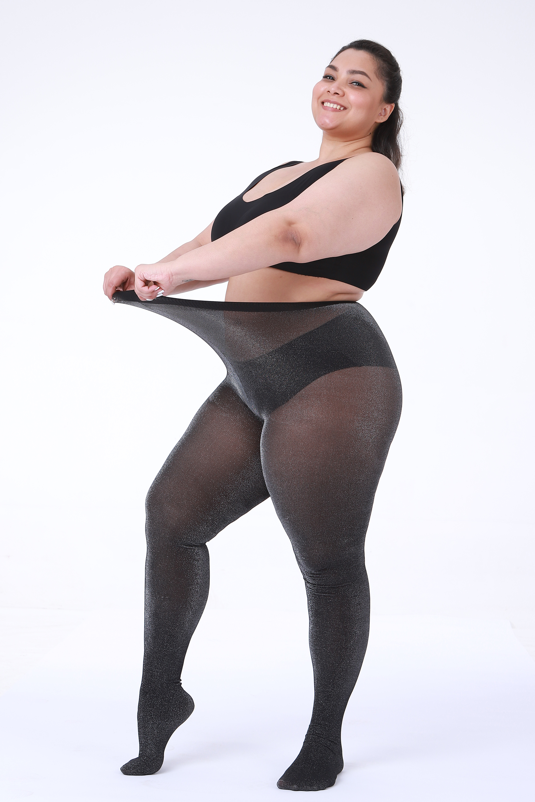 2 Pairs Women's Glitter Patterned Tights, Sequin Fringe Shiny Plus Size Pantyhose