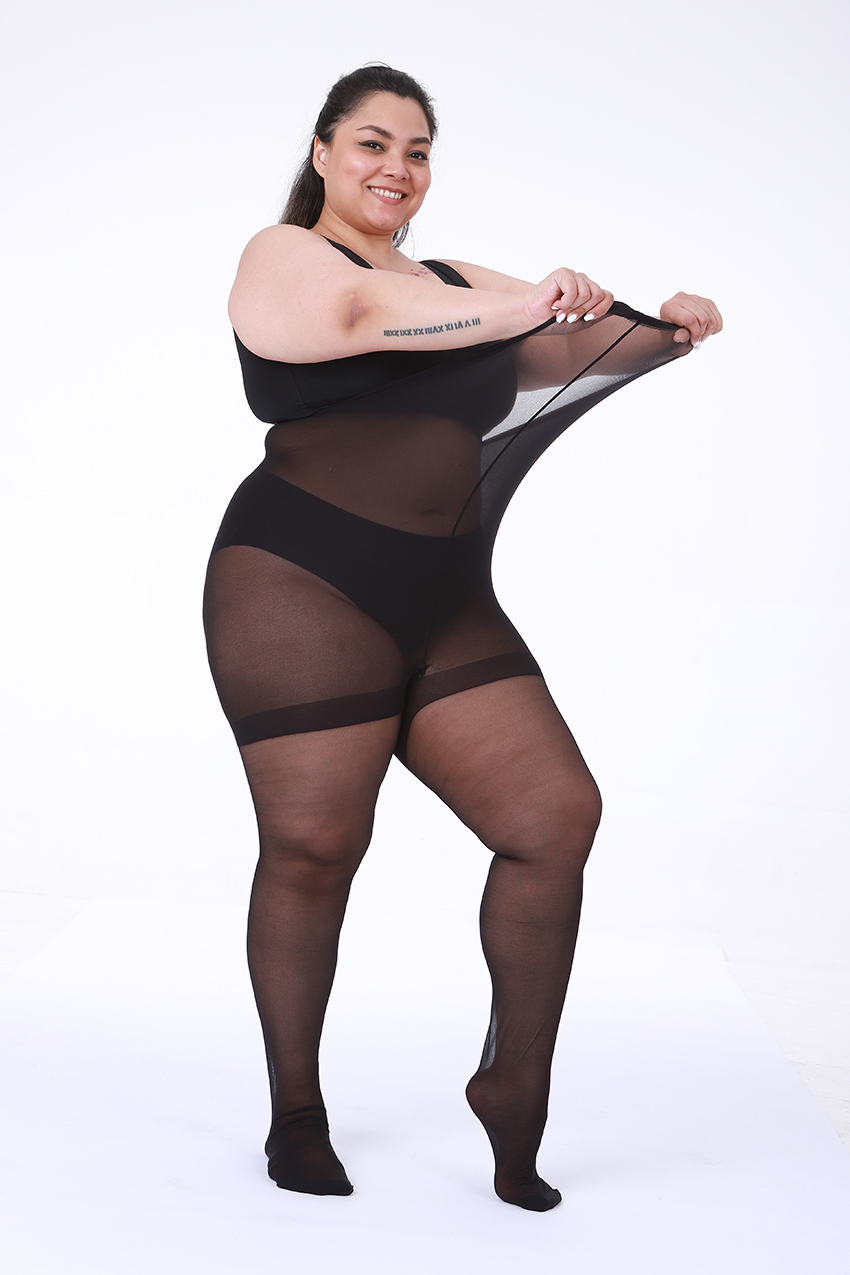 Plus Size Pantyhose for Women – 30D Ultra-Sheer Control Top Tights Reinforced Toe