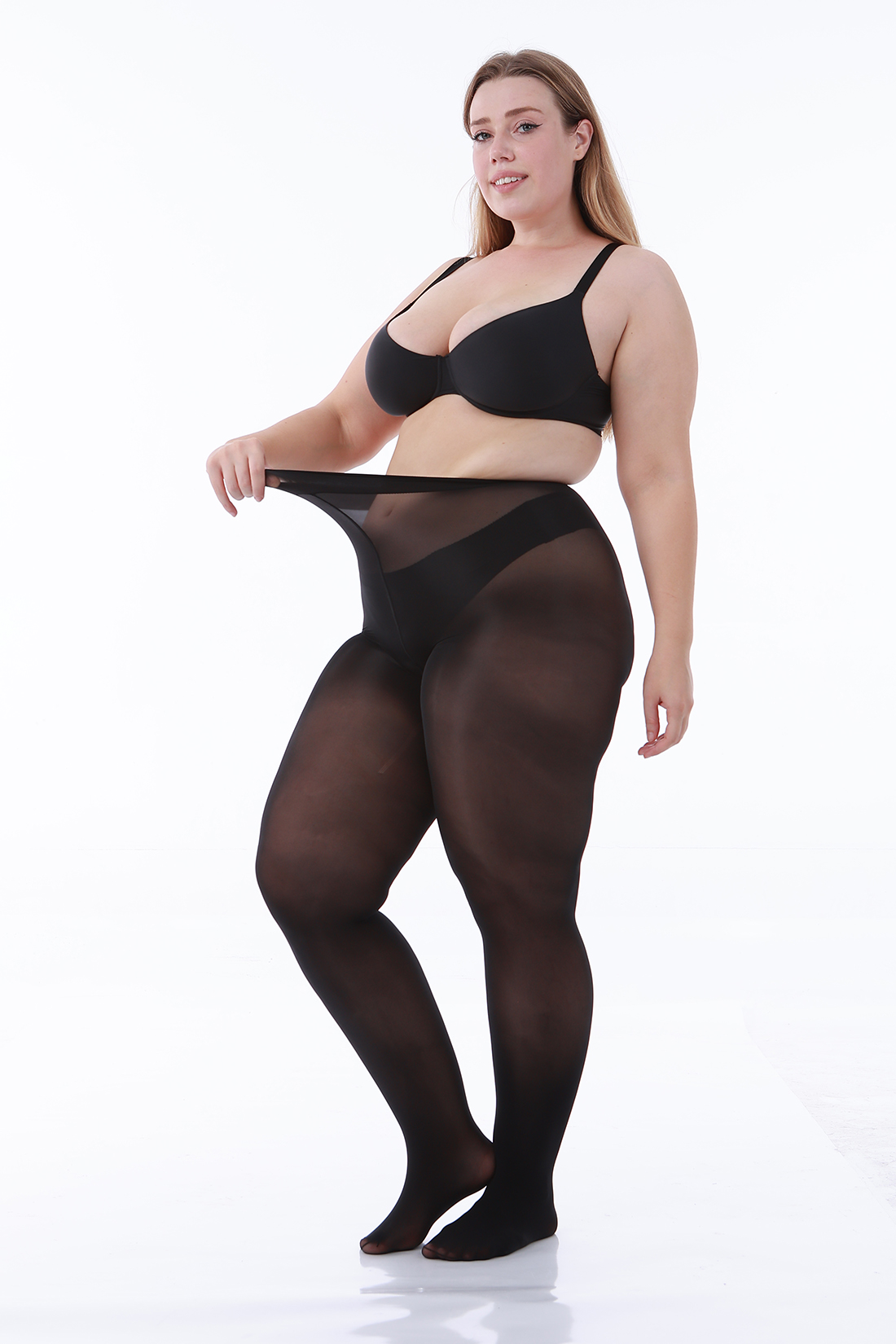 3 Pairs Women's Shiny Plus Size tights with Control Top Pantyhose