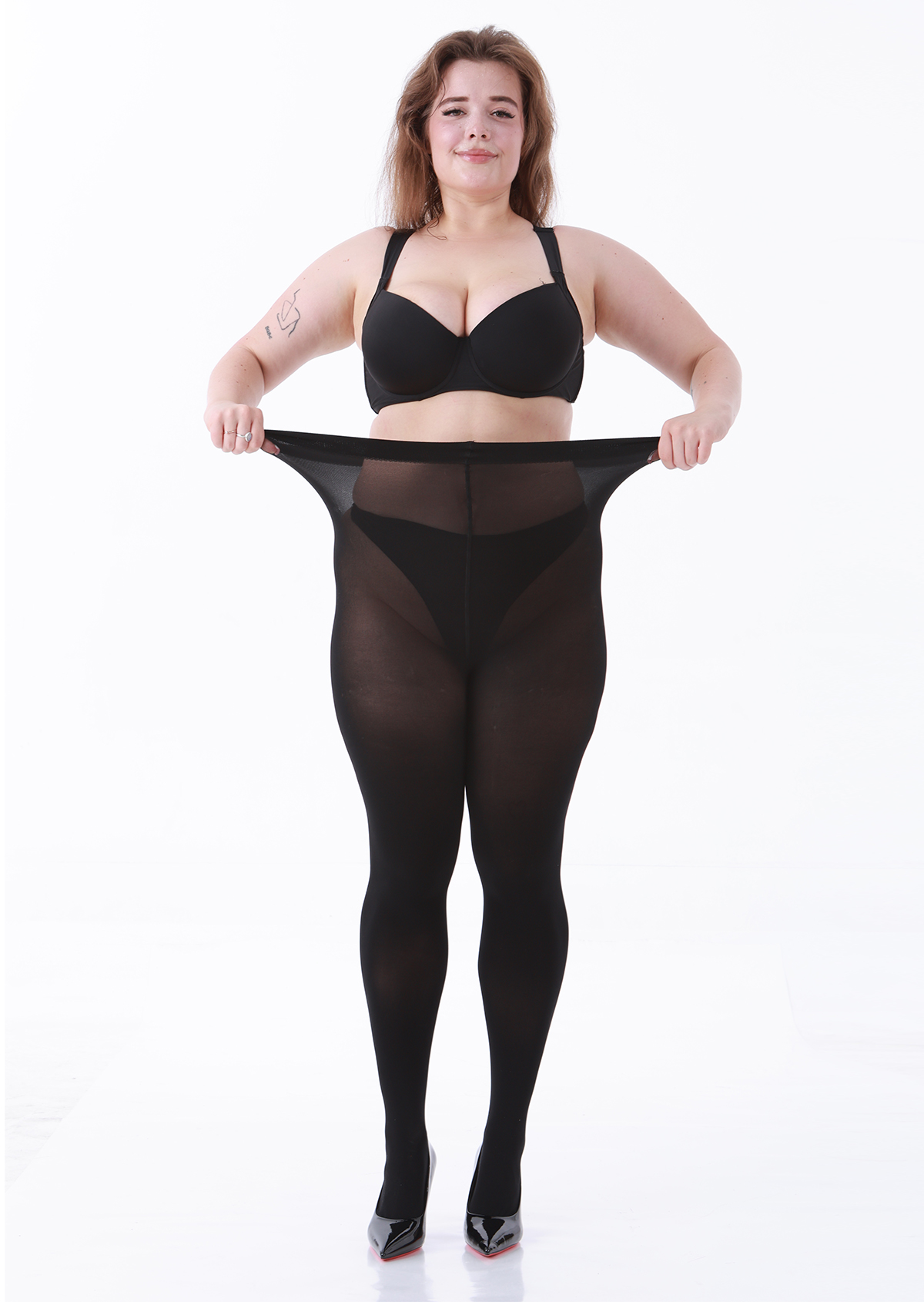 LADYFAN 2-Pack Plus Size Tights - 80D Opaque Black Pantyhose for Women