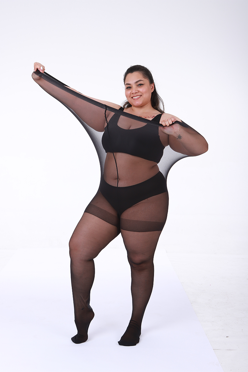 Plus Size Pantyhose for Women – 30D Ultra-Sheer Control Top Tights Reinforced Toe